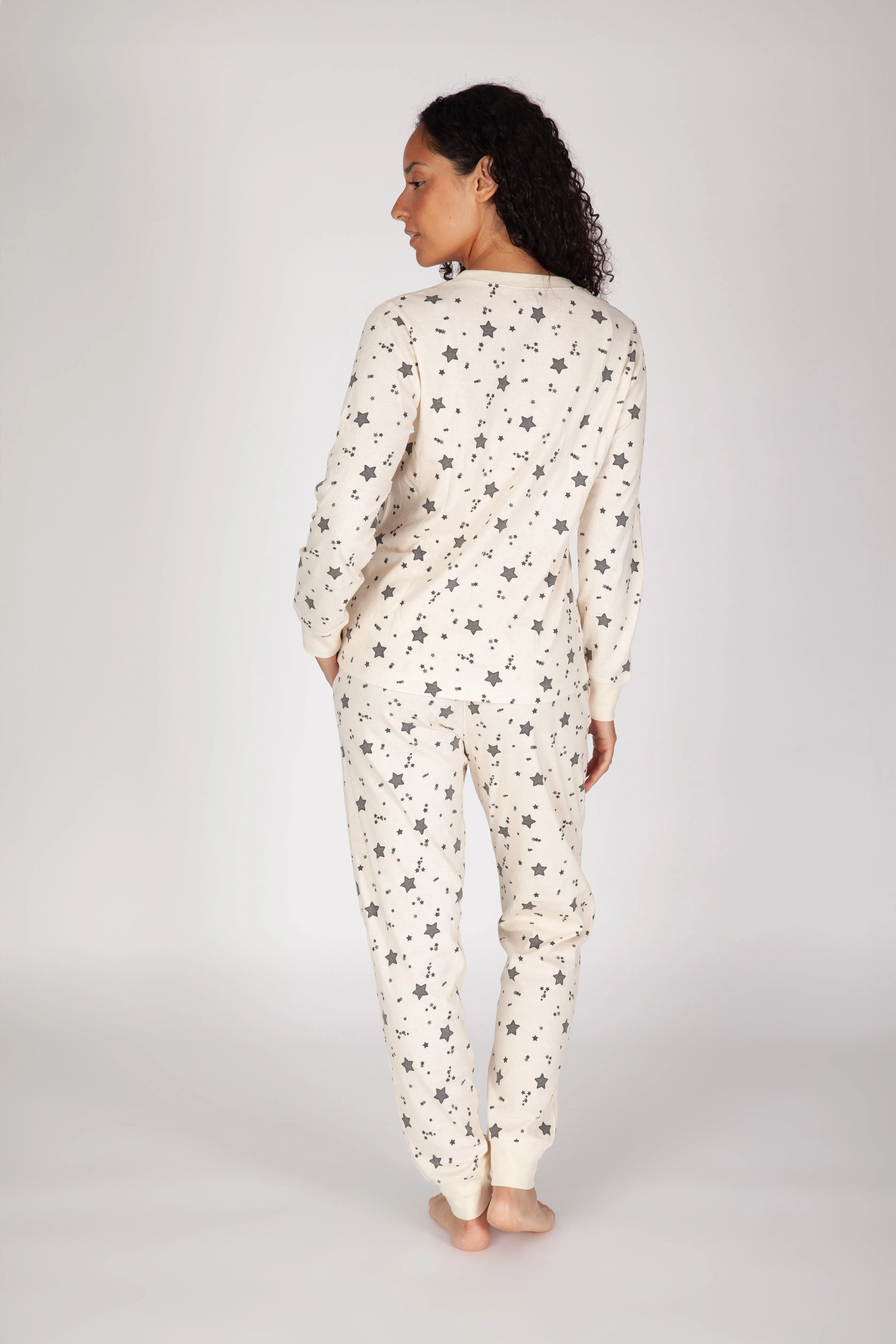 Women's Cotton Pajama Set in ivory stars sold by Lazypants product image thumbnail 2