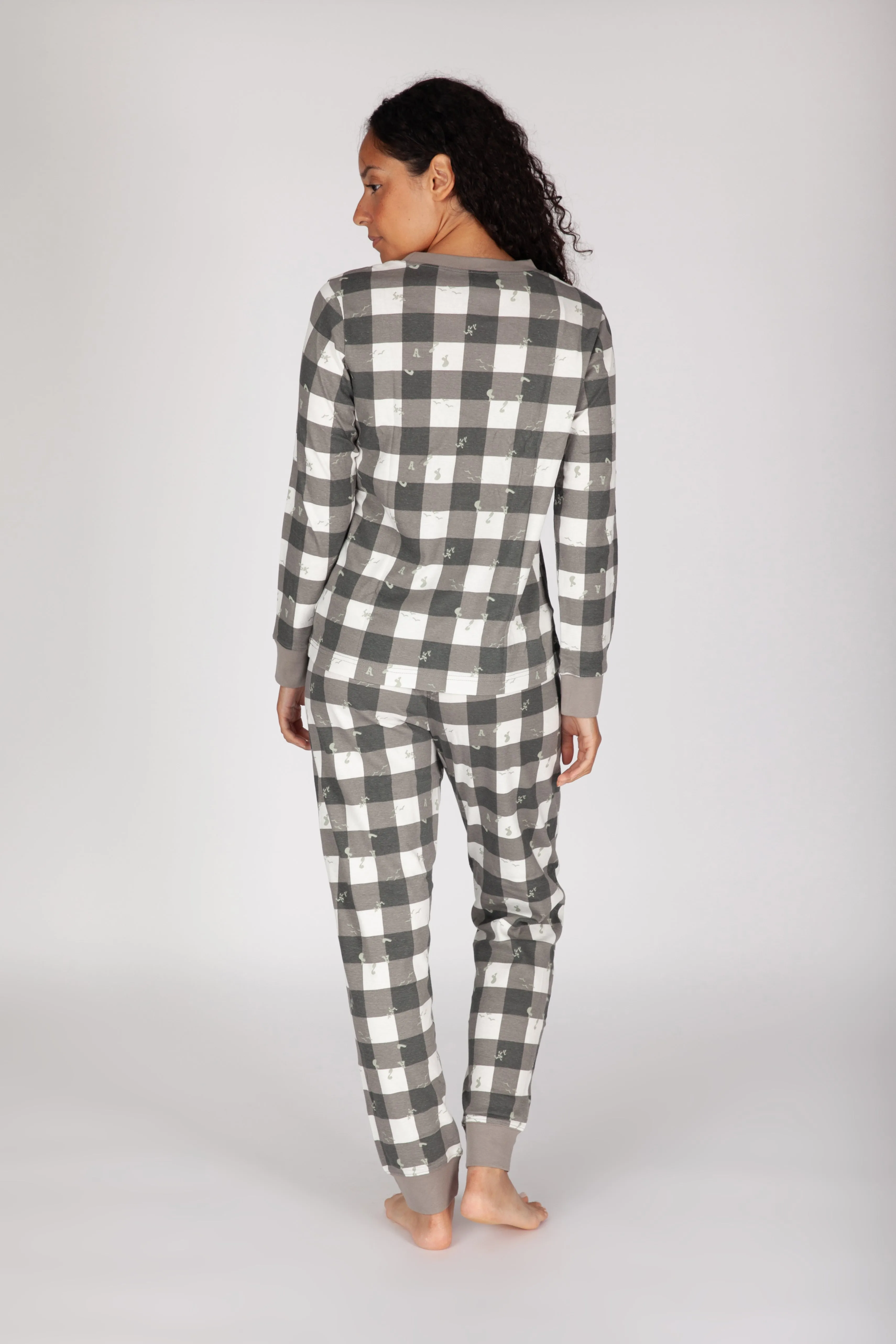 Women's Cotton Pajama Set in Lazy Bird Plaid sold by Lazypants product image thumbnail 3