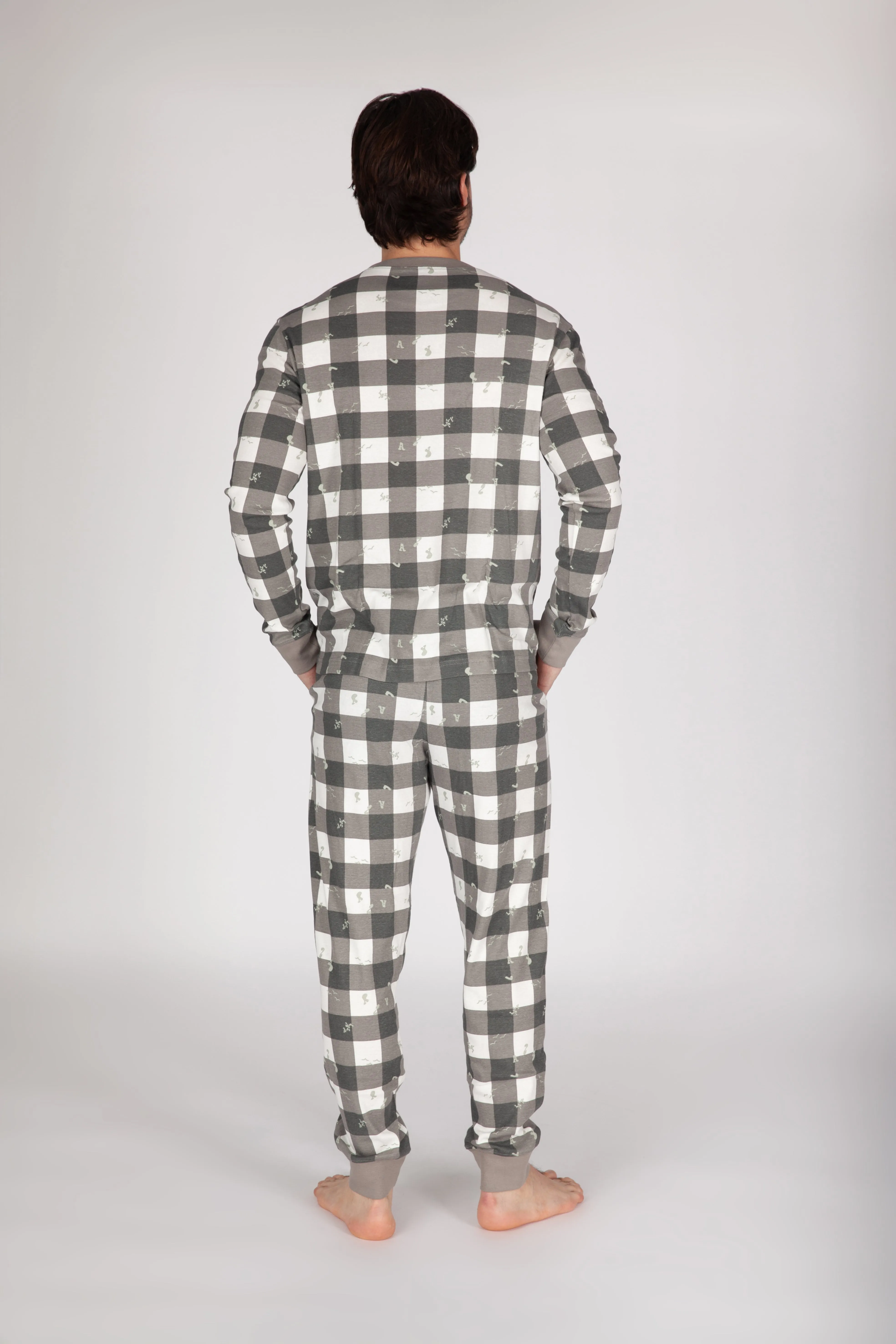 Men's Cotton Pajama Set in Lazy Bird Plaid sold by Lazypants product image thumbnail 2
