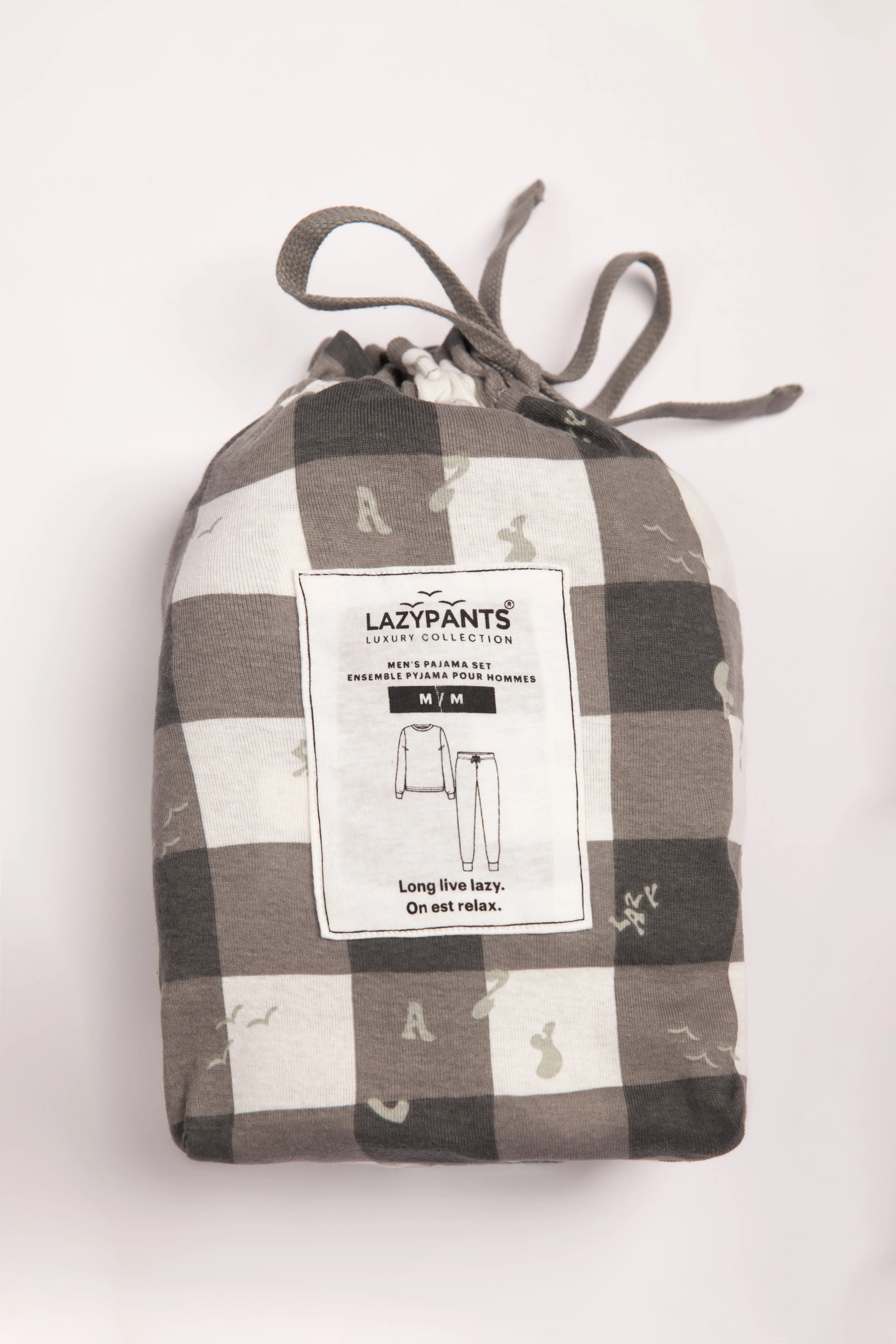 Men's Cotton Pajama Set in Lazy Bird Plaid sold by Lazypants product image thumbnail 5