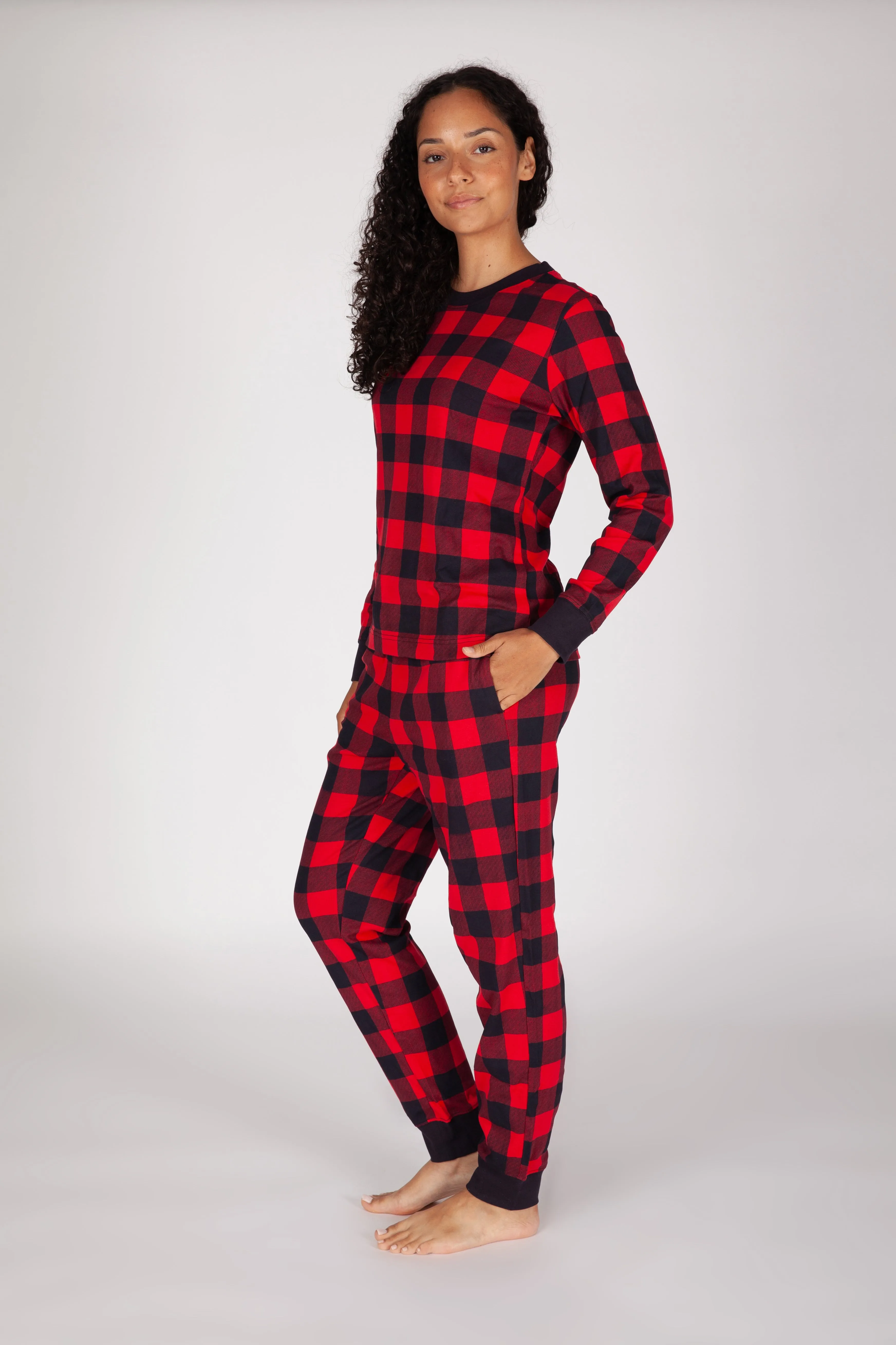 Women's Cotton Pajama Set in Red Buffalo Plaid sold by Lazypants product image thumbnail 2