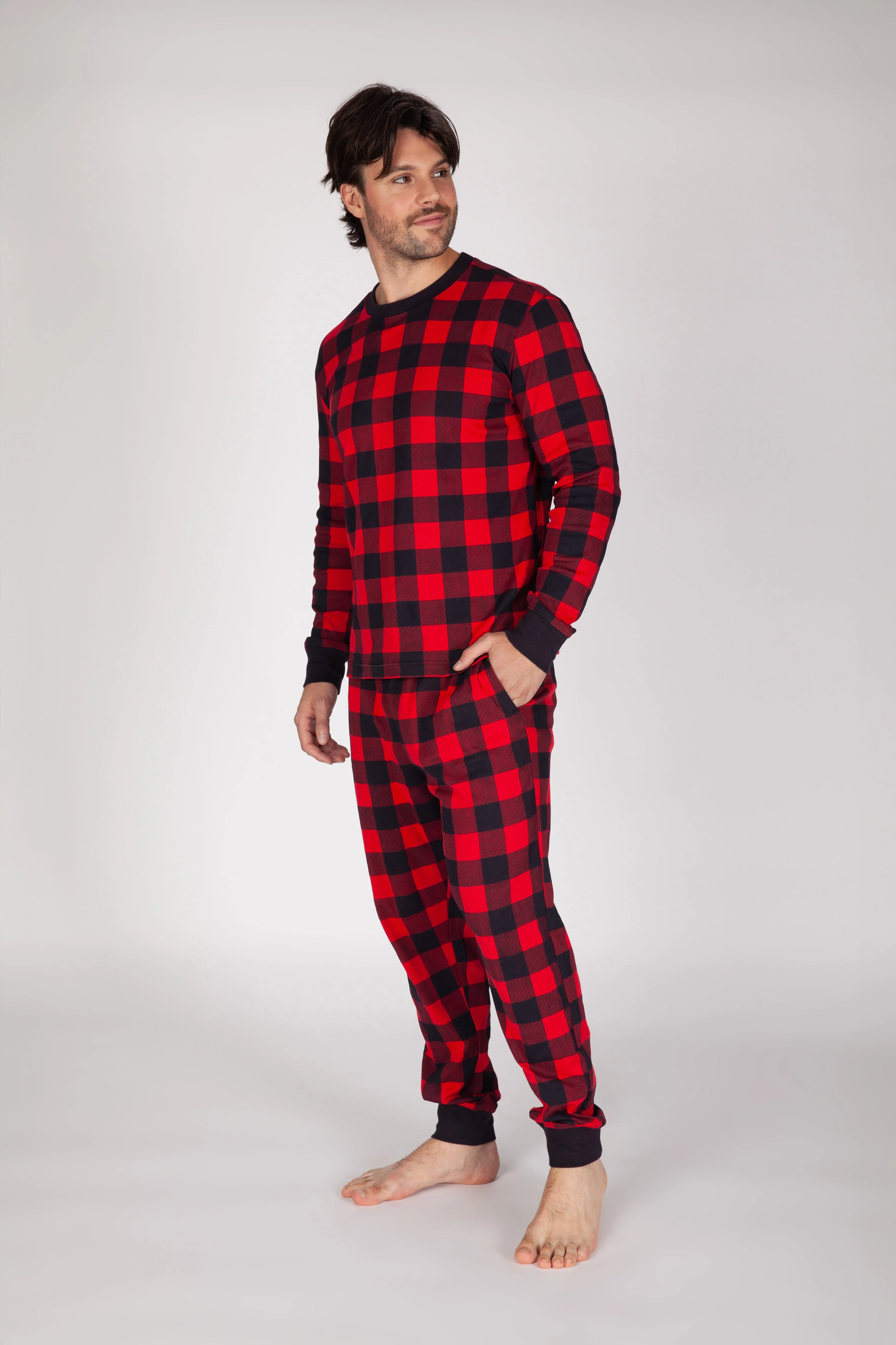 Men's Cotton Pajama Set in Red Buffalo Plaid sold by Lazypants product image thumbnail 4