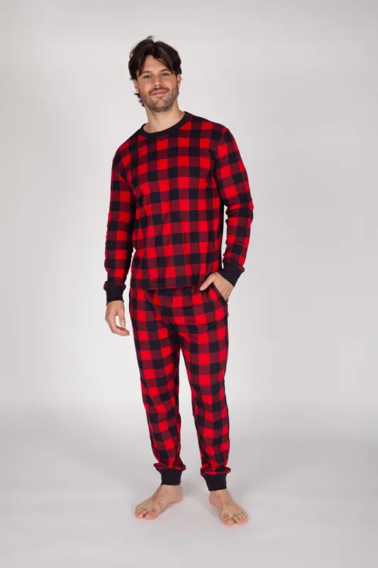Men's Cotton Pajama Set in Red Buffalo Plaid sold by Lazypants