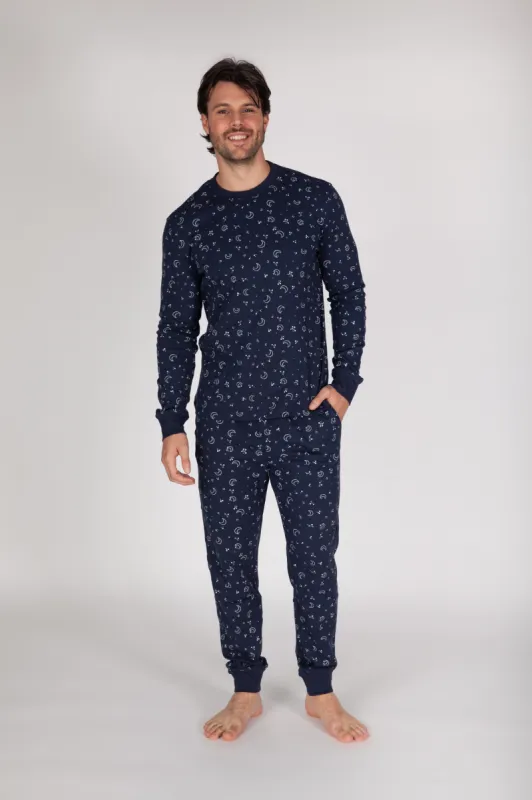 Men's Cotton Pajama Set in Navy Sky sold by Lazypants