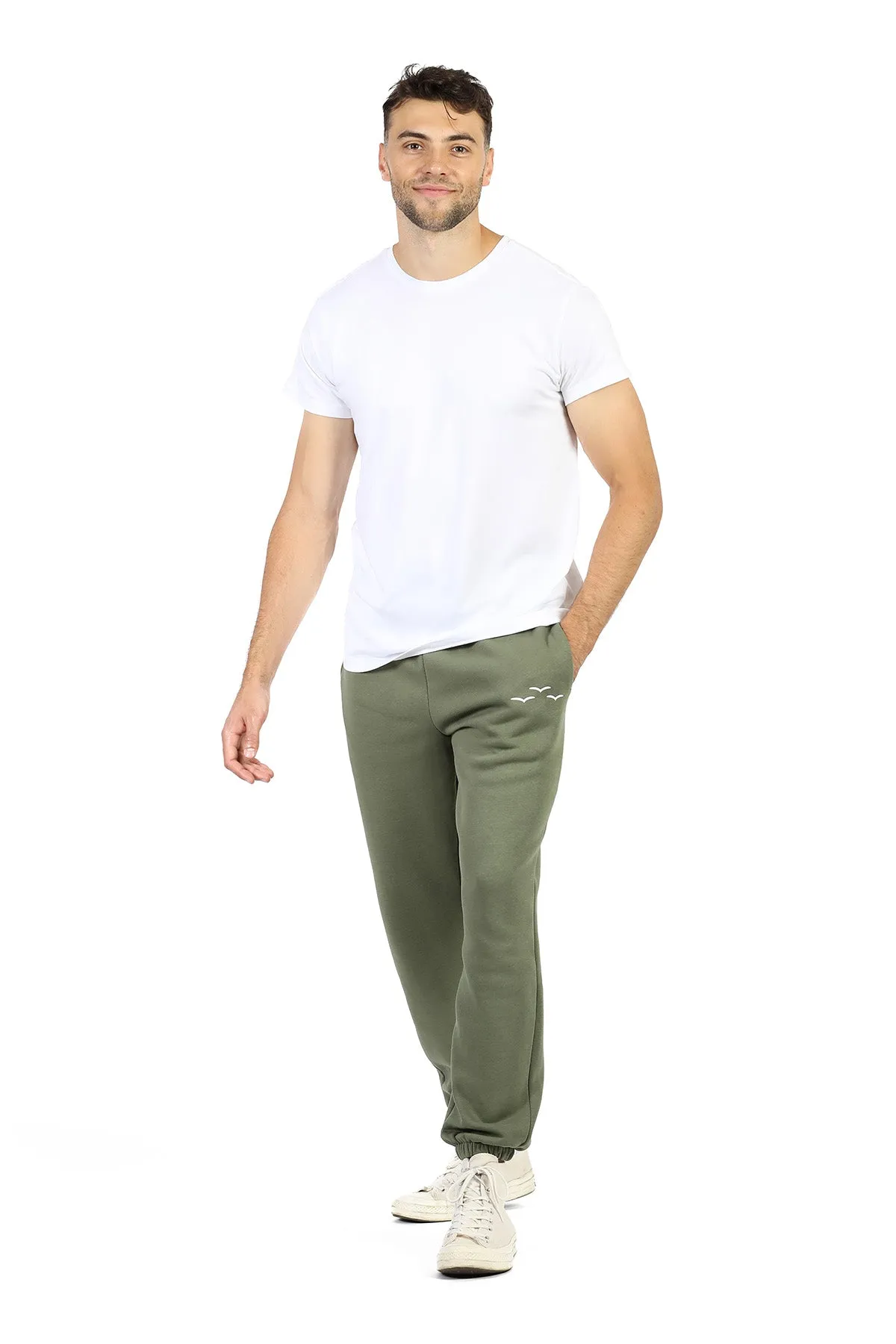 ***WHITE BIRDS*** premium fleece relaxed joggers in olive sold by Lazypants product image thumbnail 5