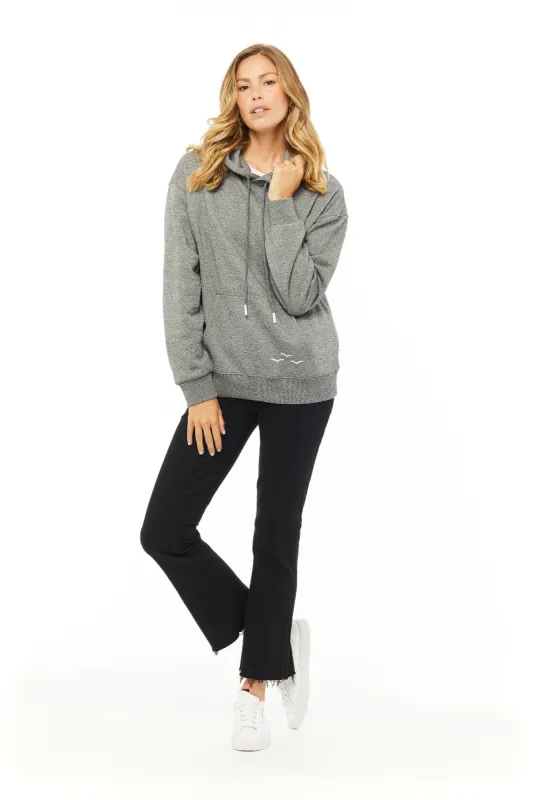 ***WHITE BIRDS*** relaxed fit hoodie in granite made by Lazypants