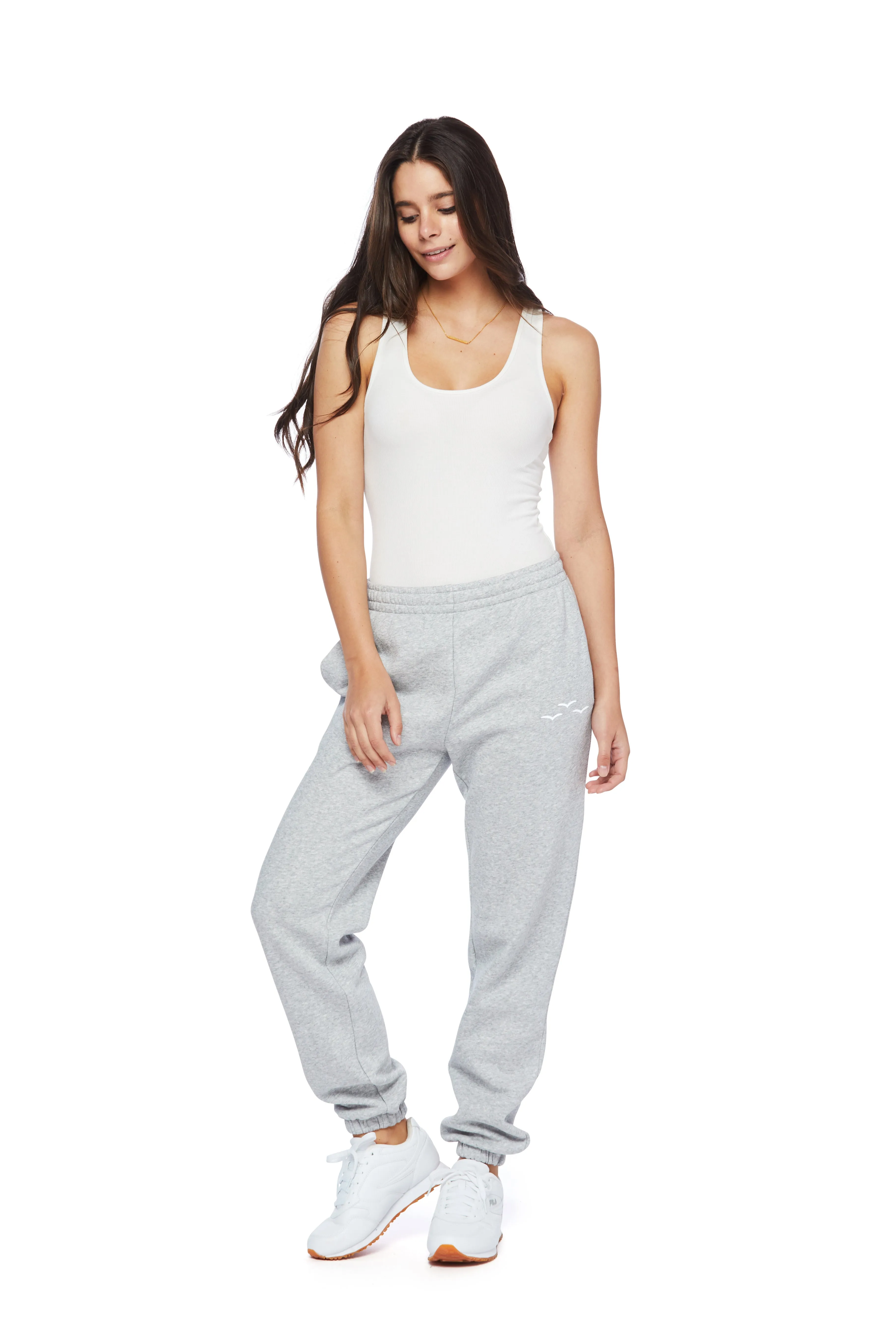 ***WHITE BIRDS*** premium fleece relaxed joggers in Classic Grey sold by Lazypants