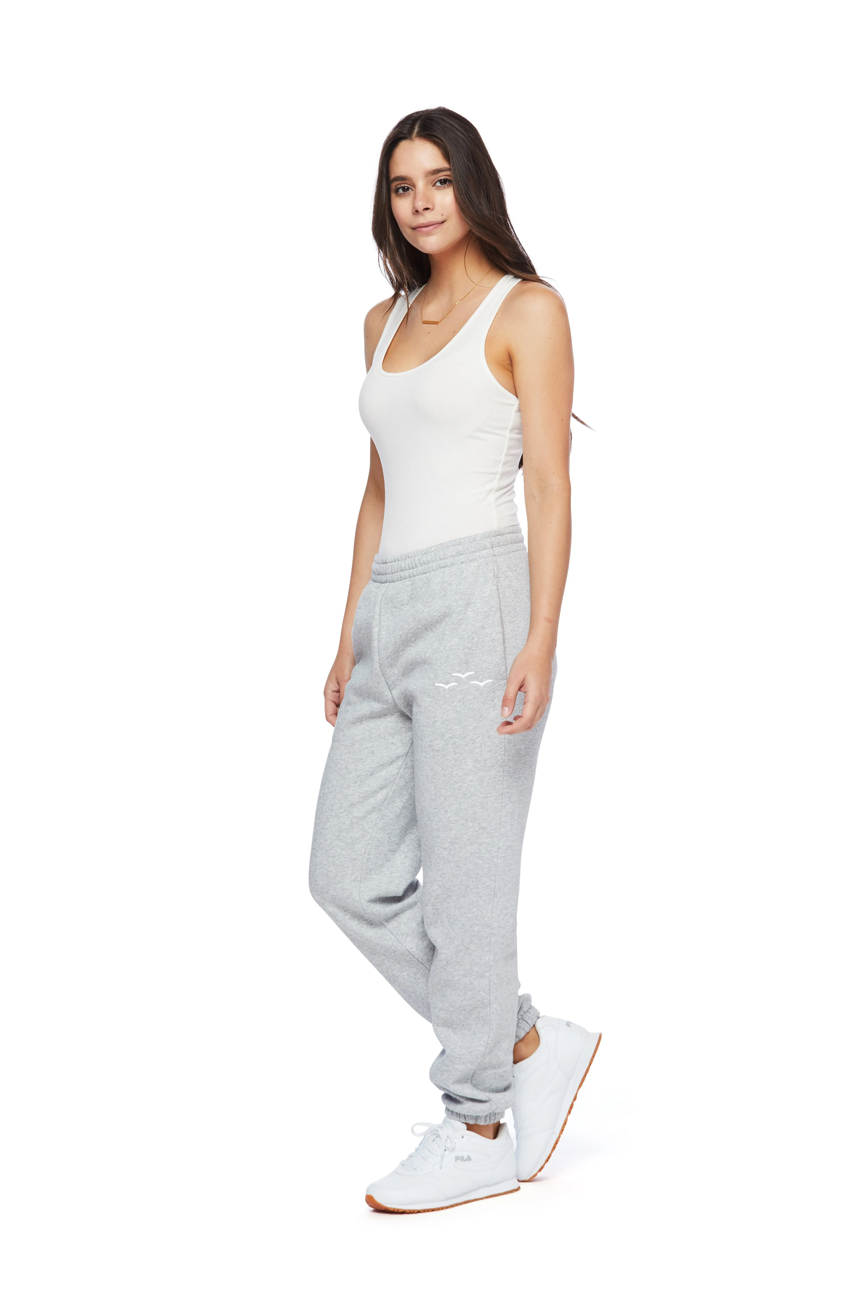 ***WHITE BIRDS*** premium fleece relaxed joggers in Classic Grey sold by Lazypants product image thumbnail 3
