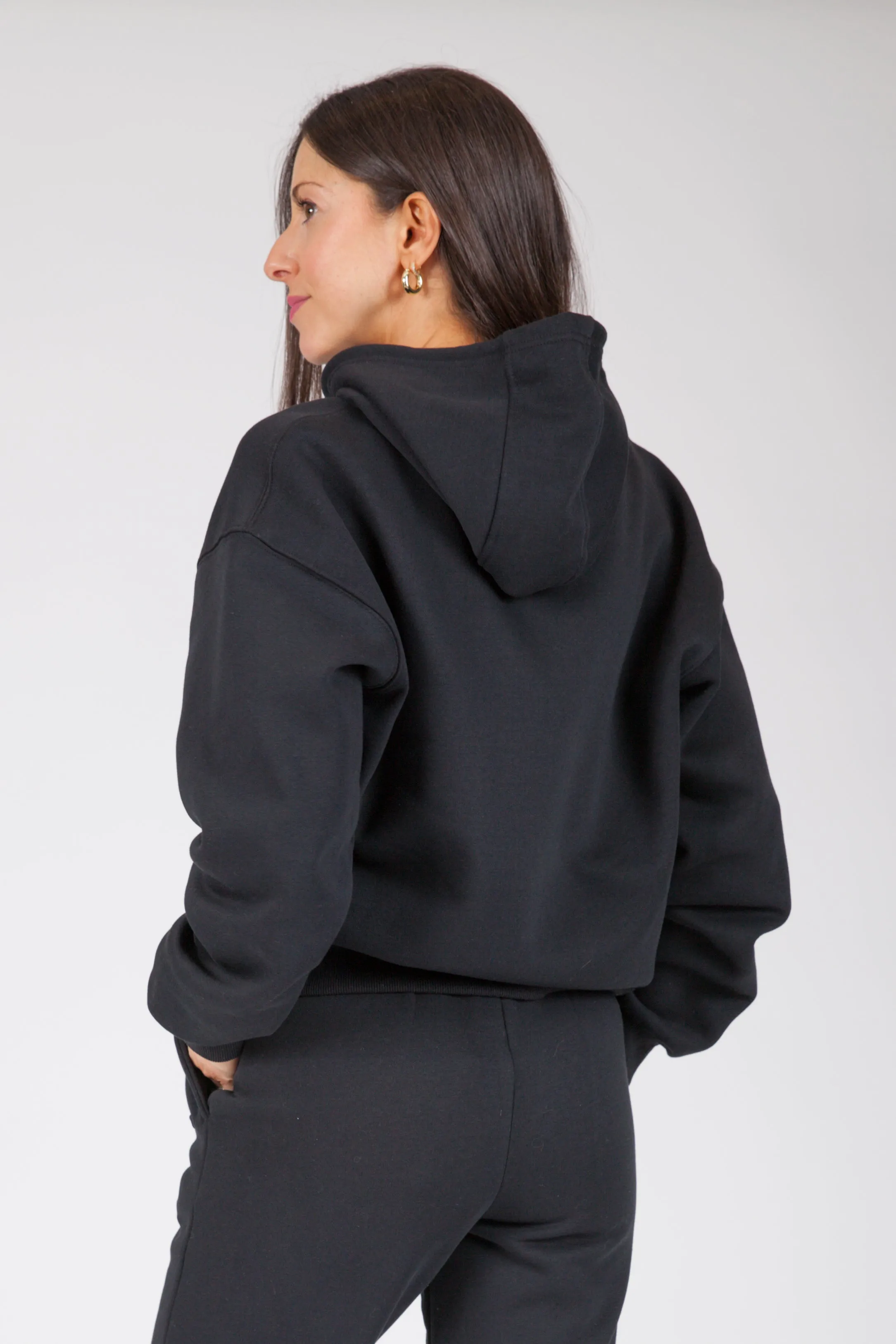 Dog mom relaxed fleece hoodie in black sold by Lazypants product image thumbnail 3