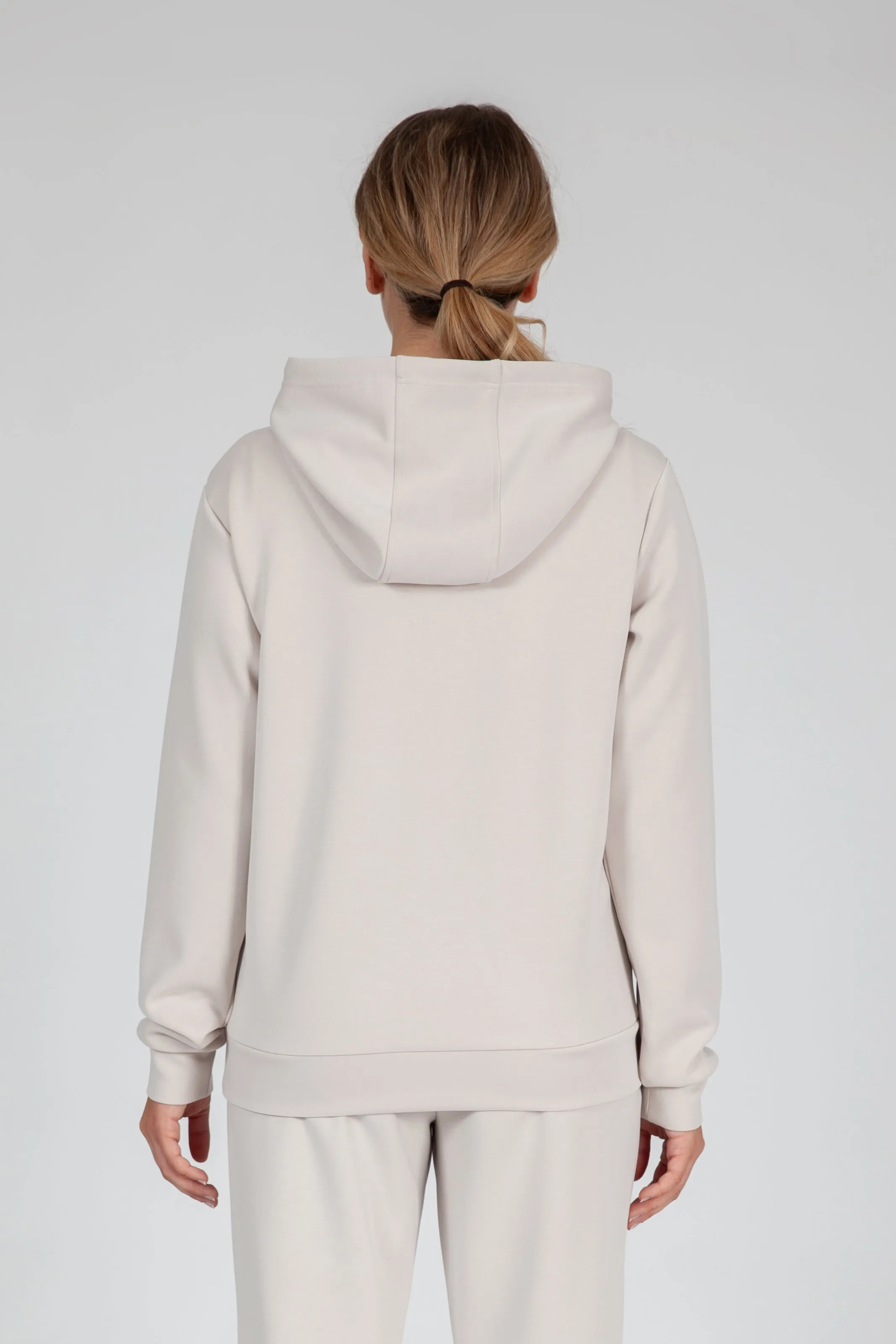 Luxe sueded double knit hoodie in bone sold by Lazypants product image thumbnail 2