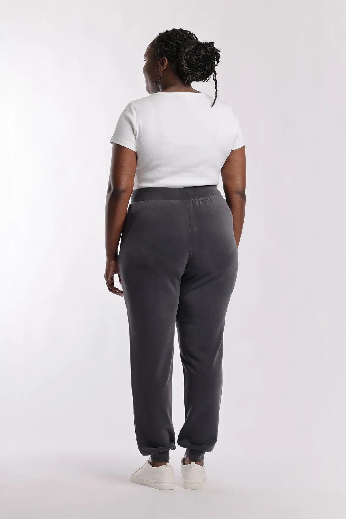 Luxe sueded double knit jogger in charcoal sold by Lazypants product image thumbnail 5