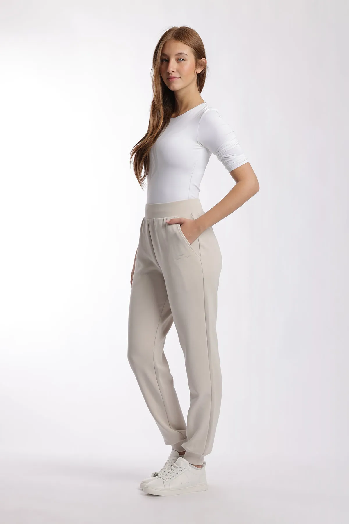 Luxe sueded double knit jogger in bone sold by Lazypants product image thumbnail 3