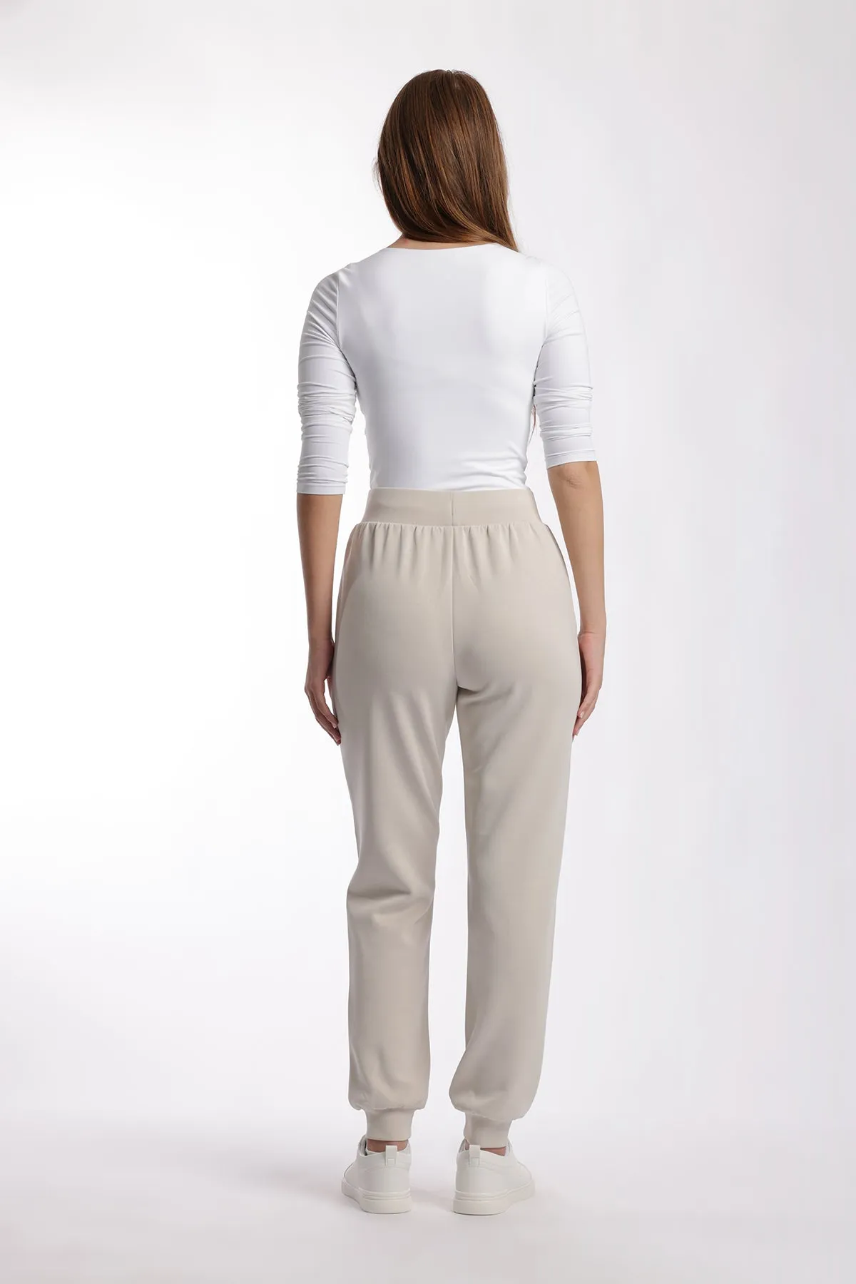 Luxe sueded double knit jogger in bone sold by Lazypants product image thumbnail 2