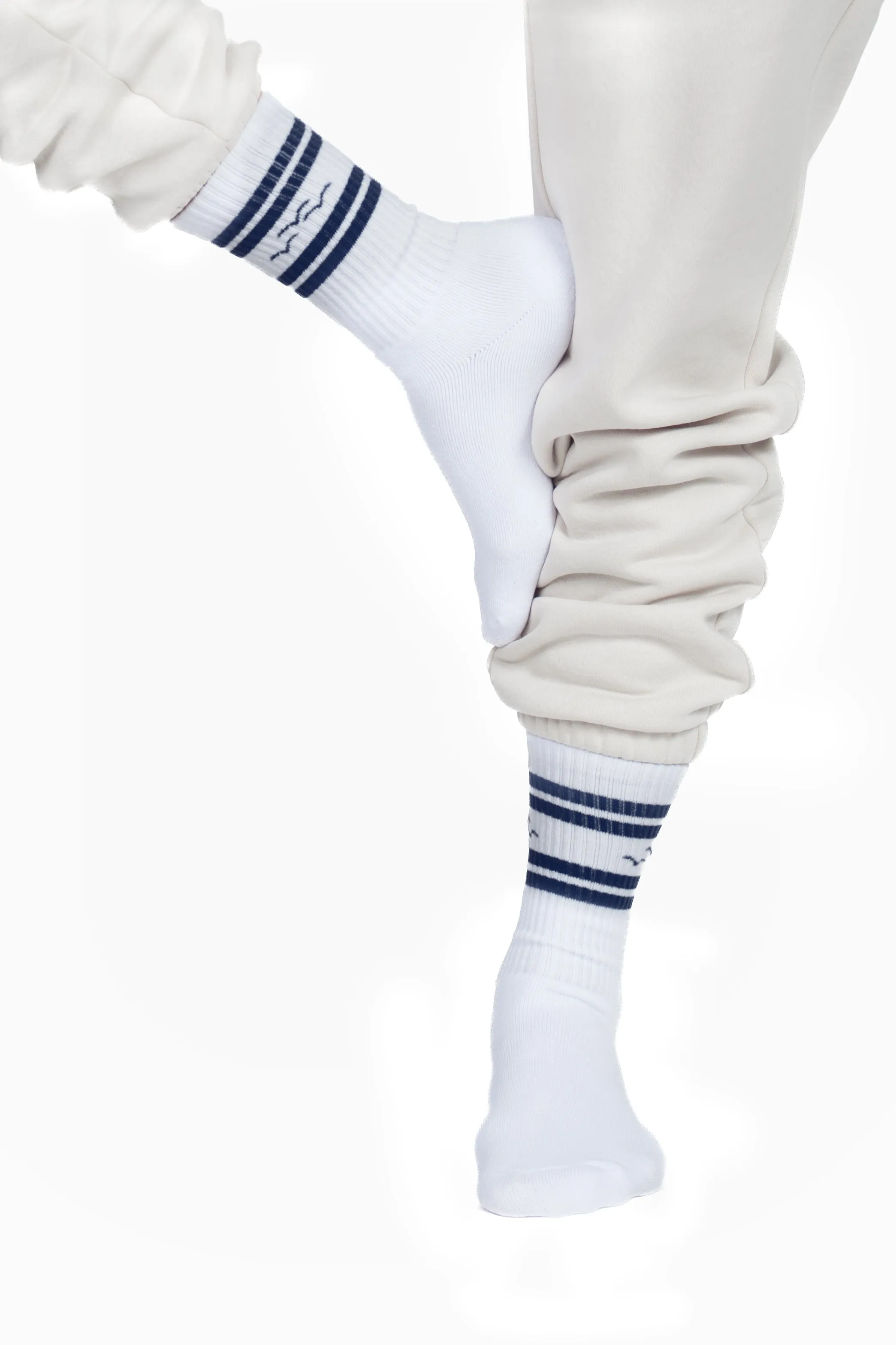 π Lazy rib crew sock with jacquard stripes in navy (100% off) sold by Lazypants product image thumbnail 2