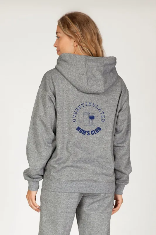 Overstimulated Mom’s Club Hoodie in granite sold by Lazypants