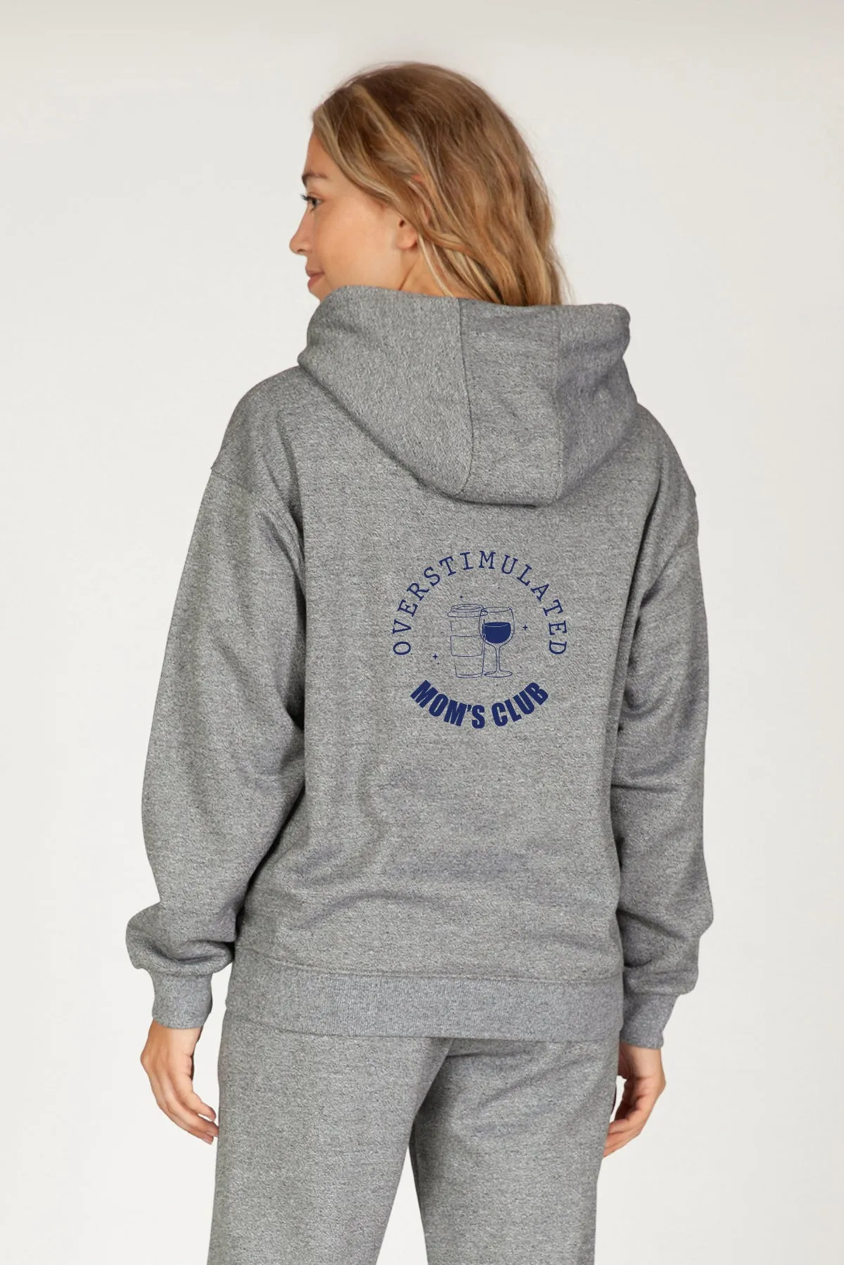 Overstimulated Mom’s Club Hoodie in granite sold by Lazypants