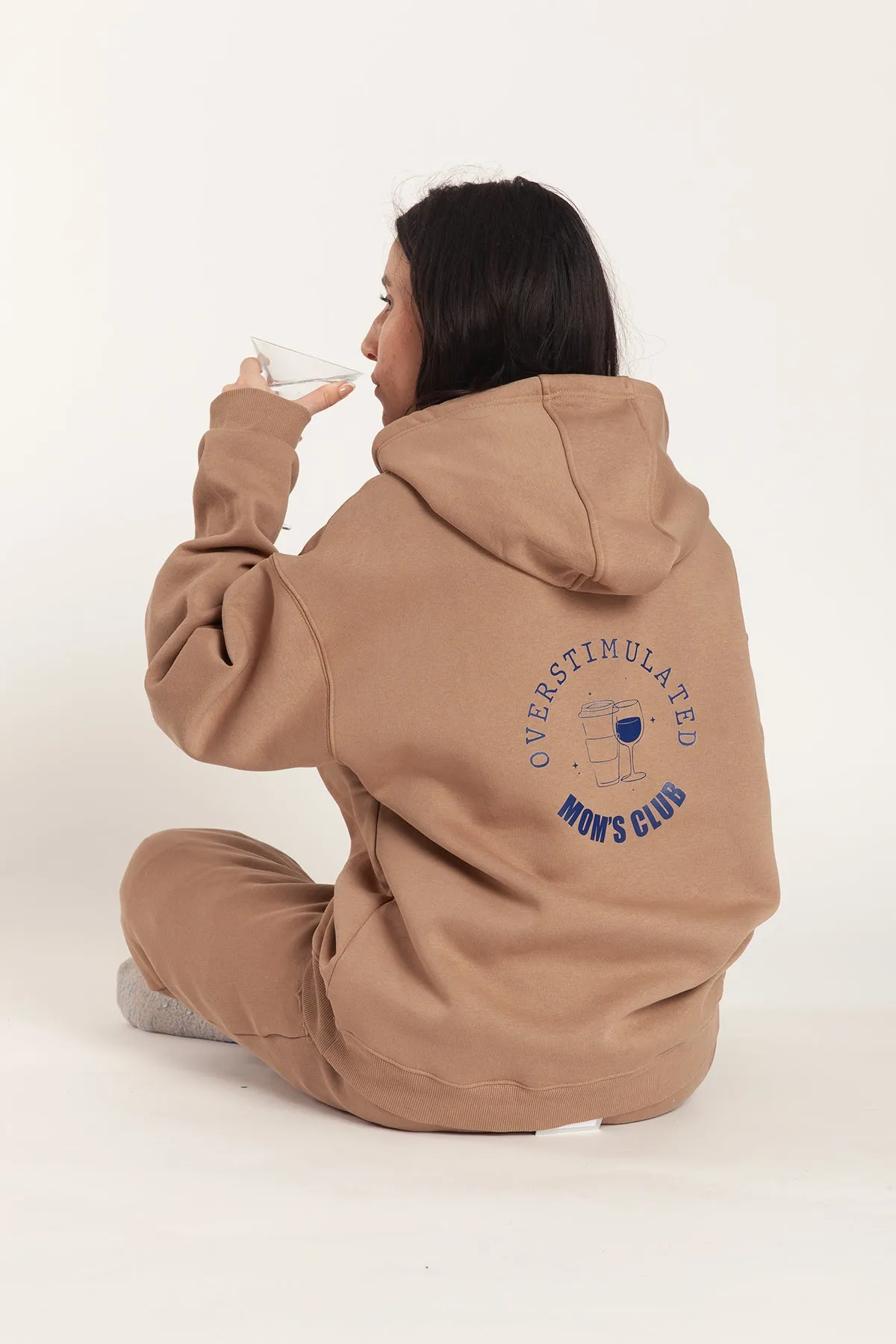 Overstimulated Mom’s Club Hoodie in Camel sold by Lazypants product image thumbnail 3