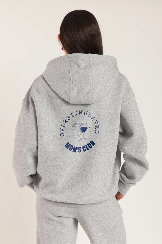Overstimulated Mom’s Club Hoodie in Classic Grey sold by Lazypants