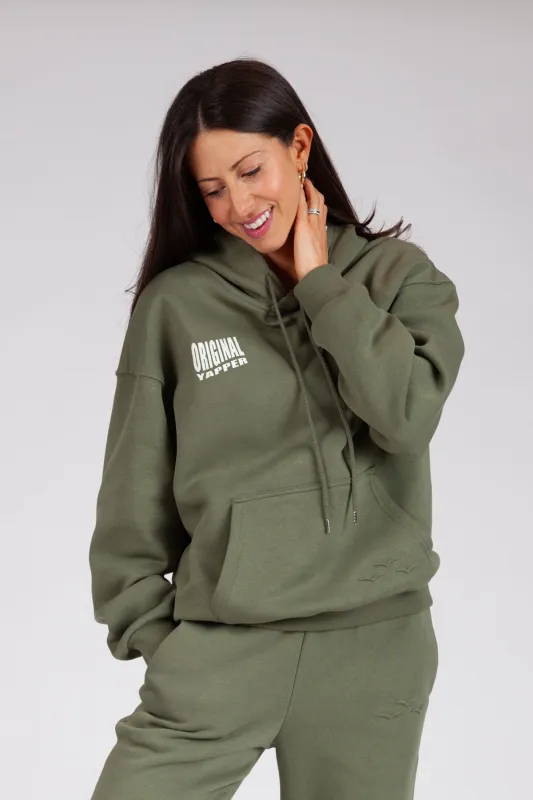 Original Yapper Hoodie In olive sold by Lazypants