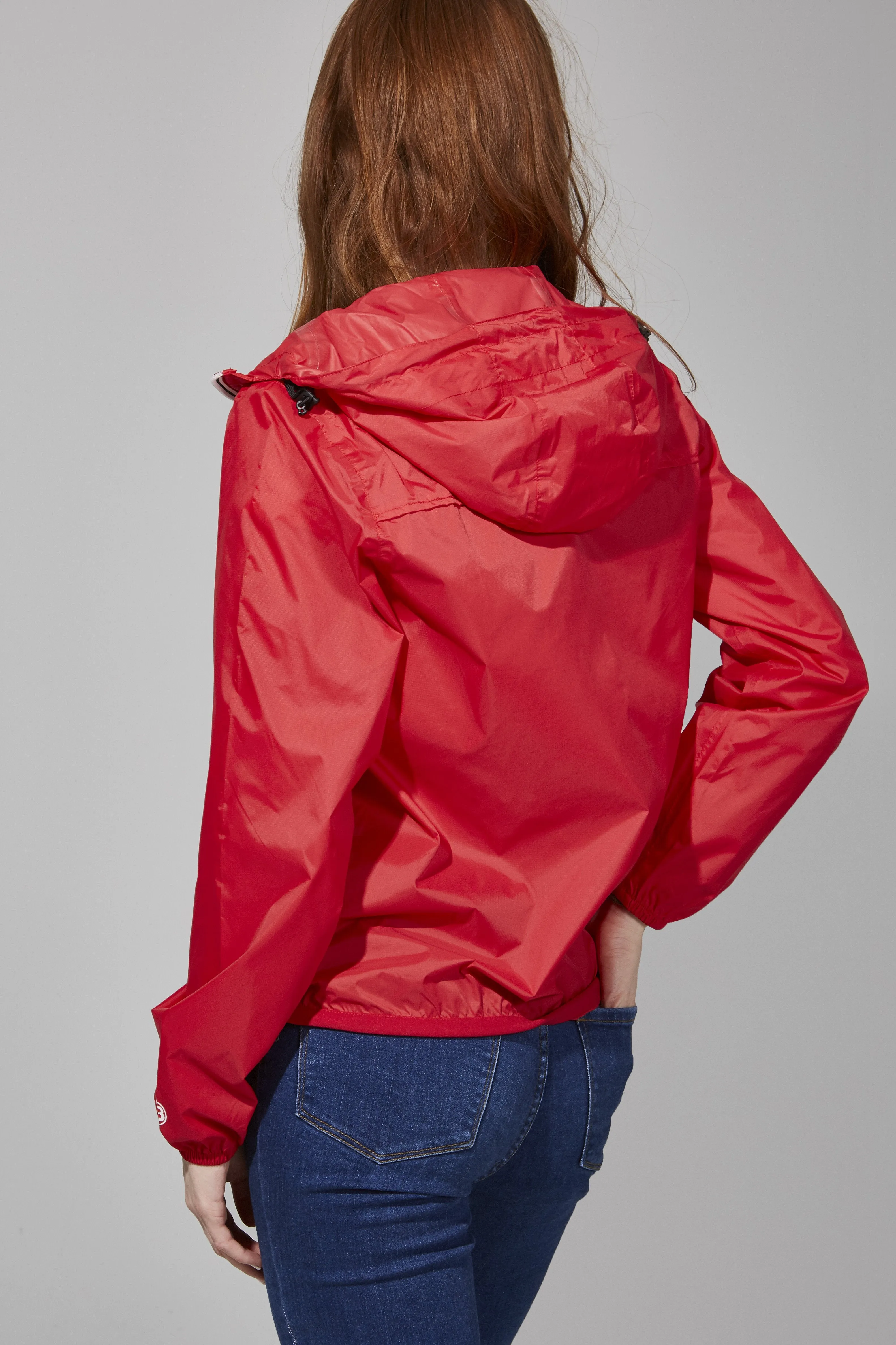 Women's red full zip packable rain jacket and windbreaker sold by Lazypants product image thumbnail 2