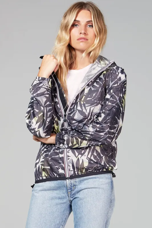 Women's Palm Print Full Zip Packable Rain Jacket and windbreaker sold by Lazypants