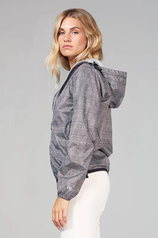 Women's plaid full zip packable rain jacket and windbreaker sold by Lazypants