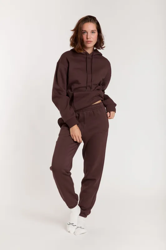 Nova premium fleece relaxed jogger in espresso sold by Lazypants