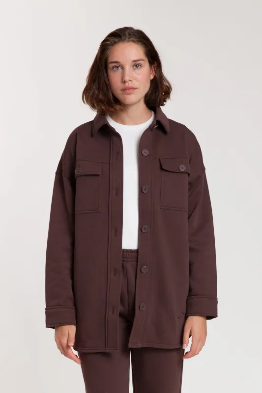 Amber Fleece Shacket in Espresso sold by Lazypants