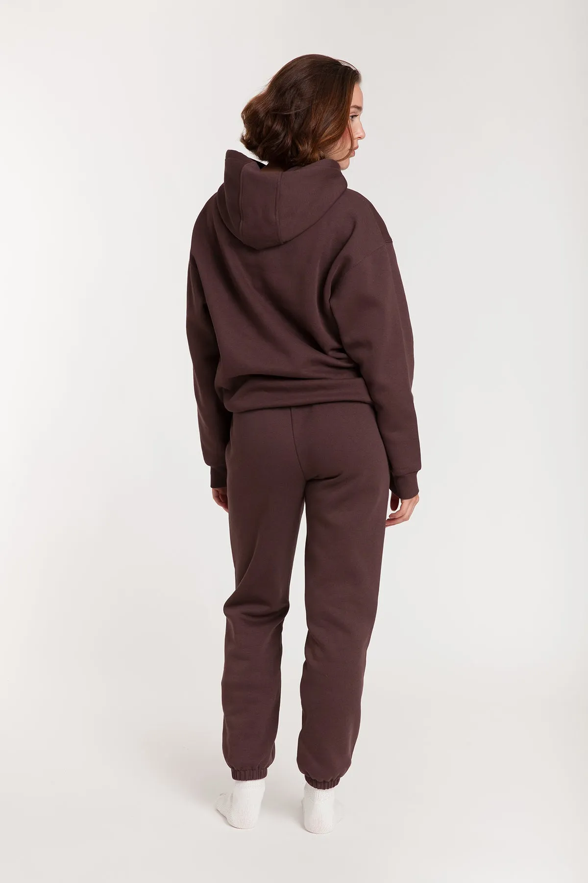 Women’s premium fleece relaxed sweatsuit set in espresso sold by Lazypants product image thumbnail 4