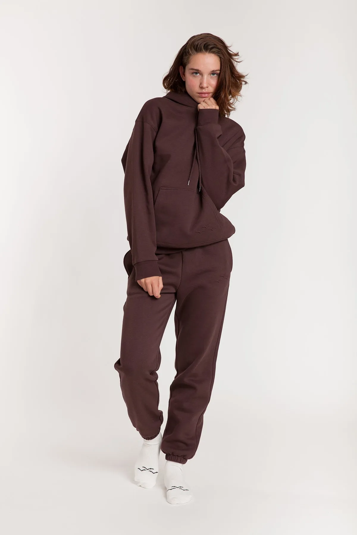 Women’s premium fleece relaxed sweatsuit set in espresso sold by Lazypants product image thumbnail 2