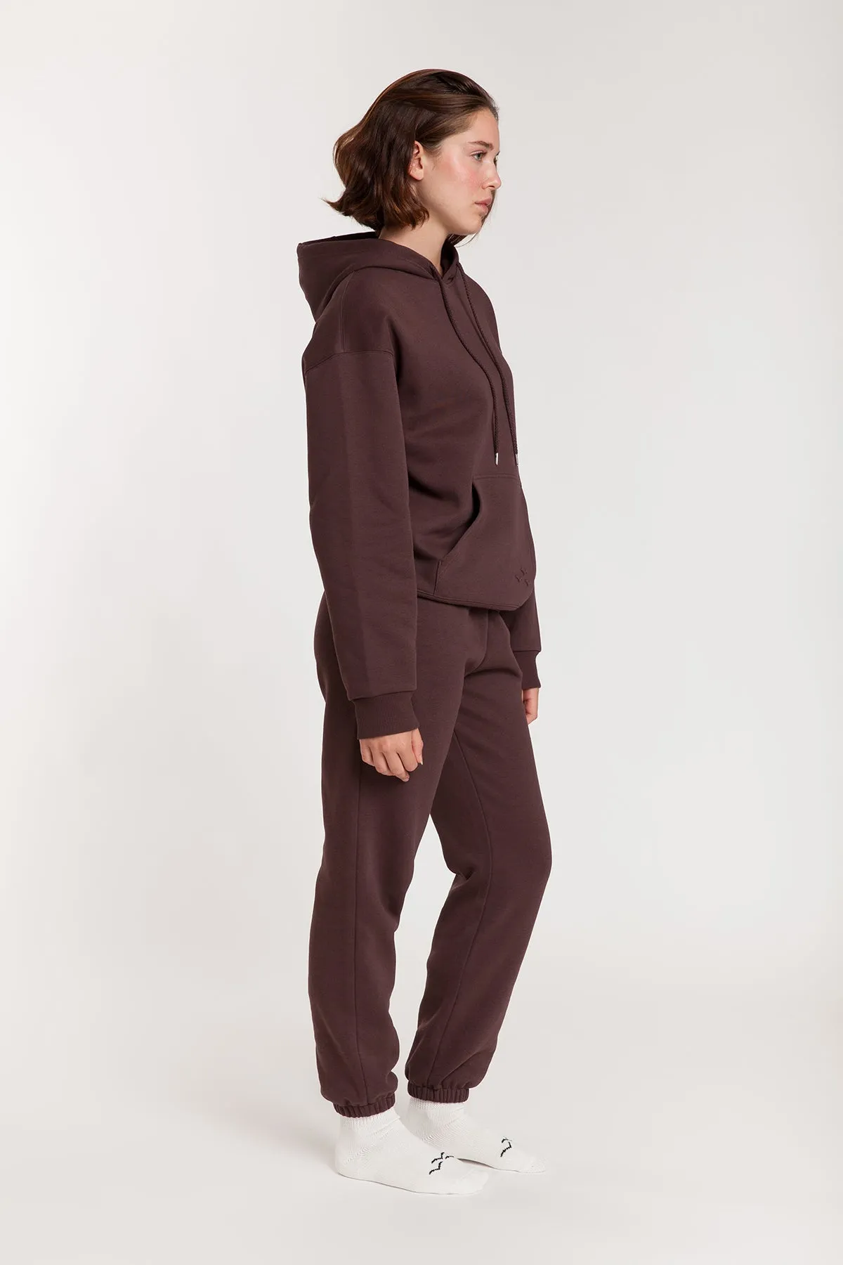 Women’s premium fleece relaxed sweatsuit set in espresso sold by Lazypants product image thumbnail 3