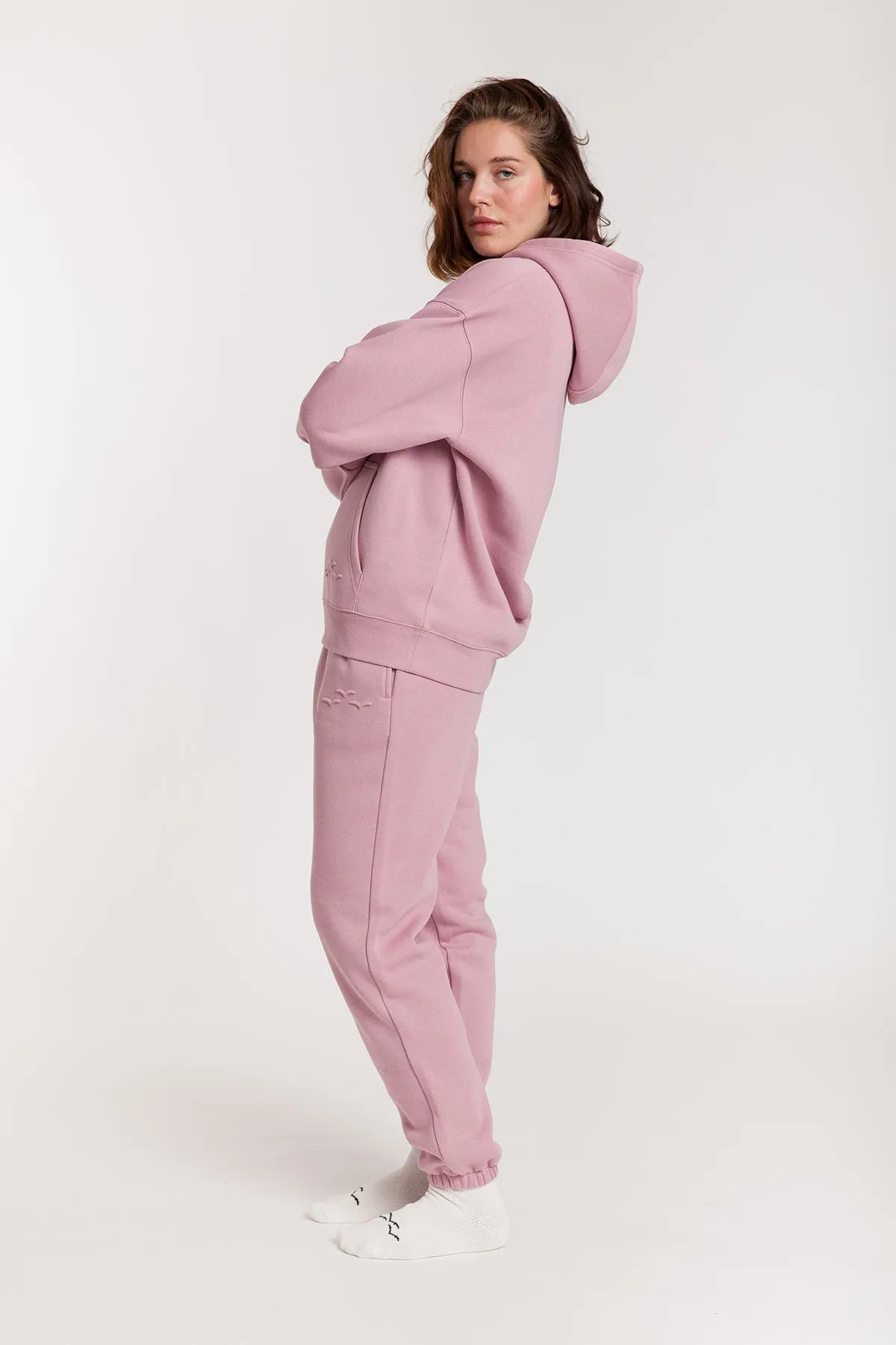Women’s premium fleece relaxed sweatsuit set in rose sold by Lazypants product image thumbnail 4