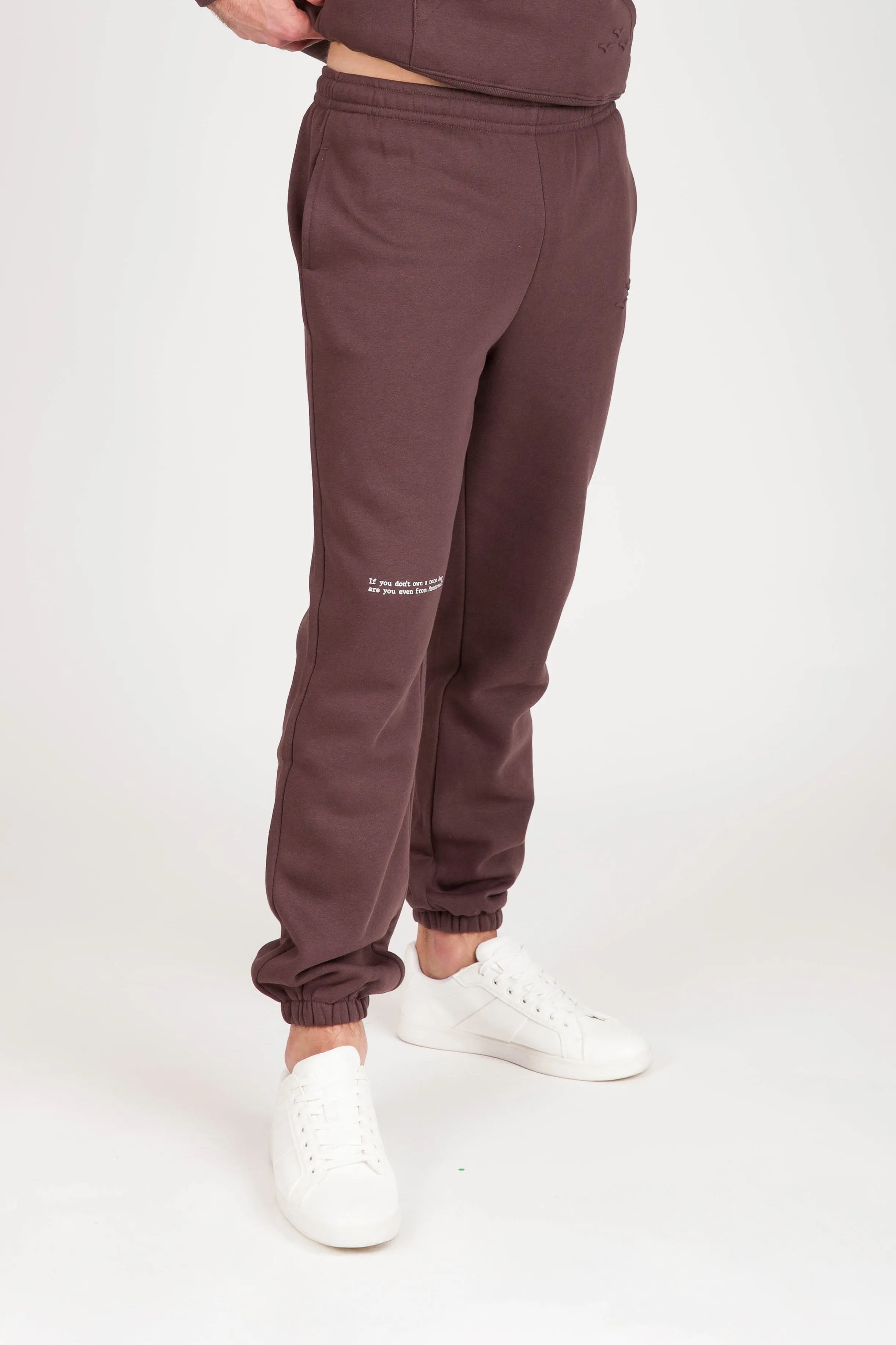 Men's "ARE YOU EVEN FROM MONTREAL" Joggers in Espresso sold by Lazypants product image thumbnail 4