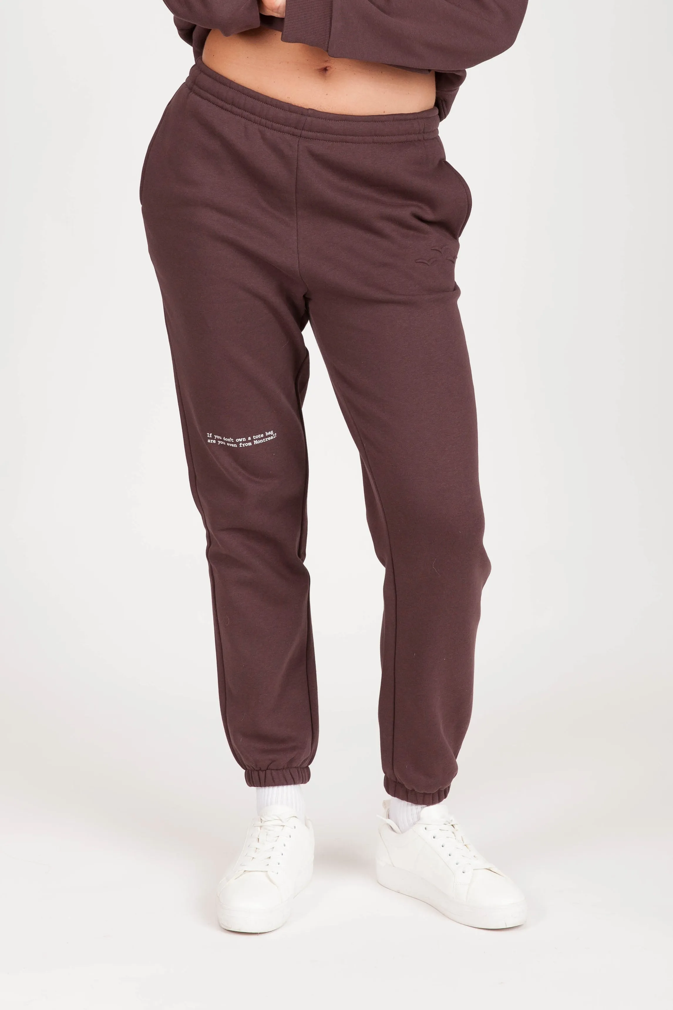 Women's "ARE YOU EVEN FROM MONTREAL" Joggers in Espresso sold by Lazypants product image thumbnail 3
