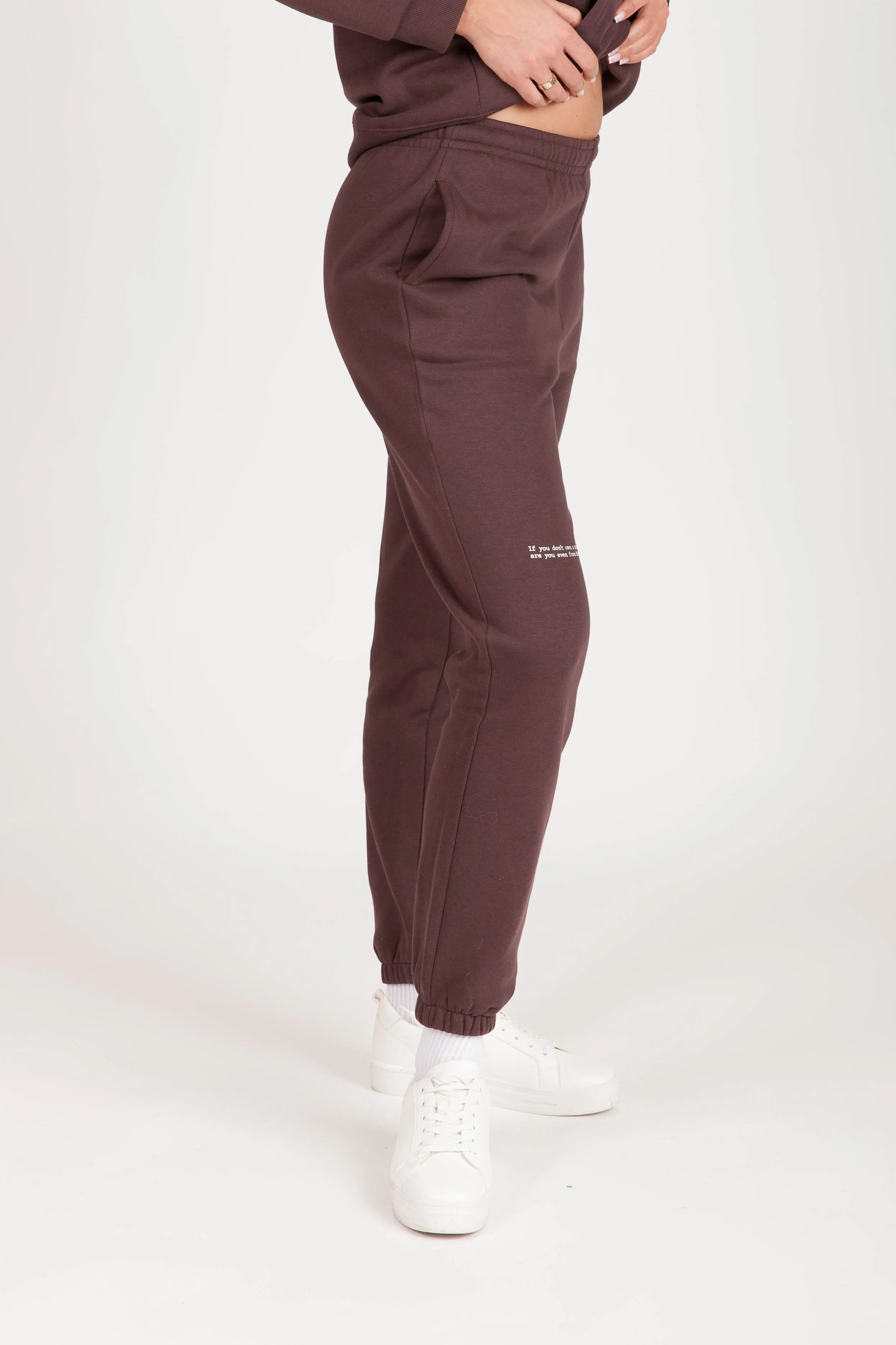 Women's "ARE YOU EVEN FROM MONTREAL" Joggers in Espresso sold by Lazypants product image thumbnail 4