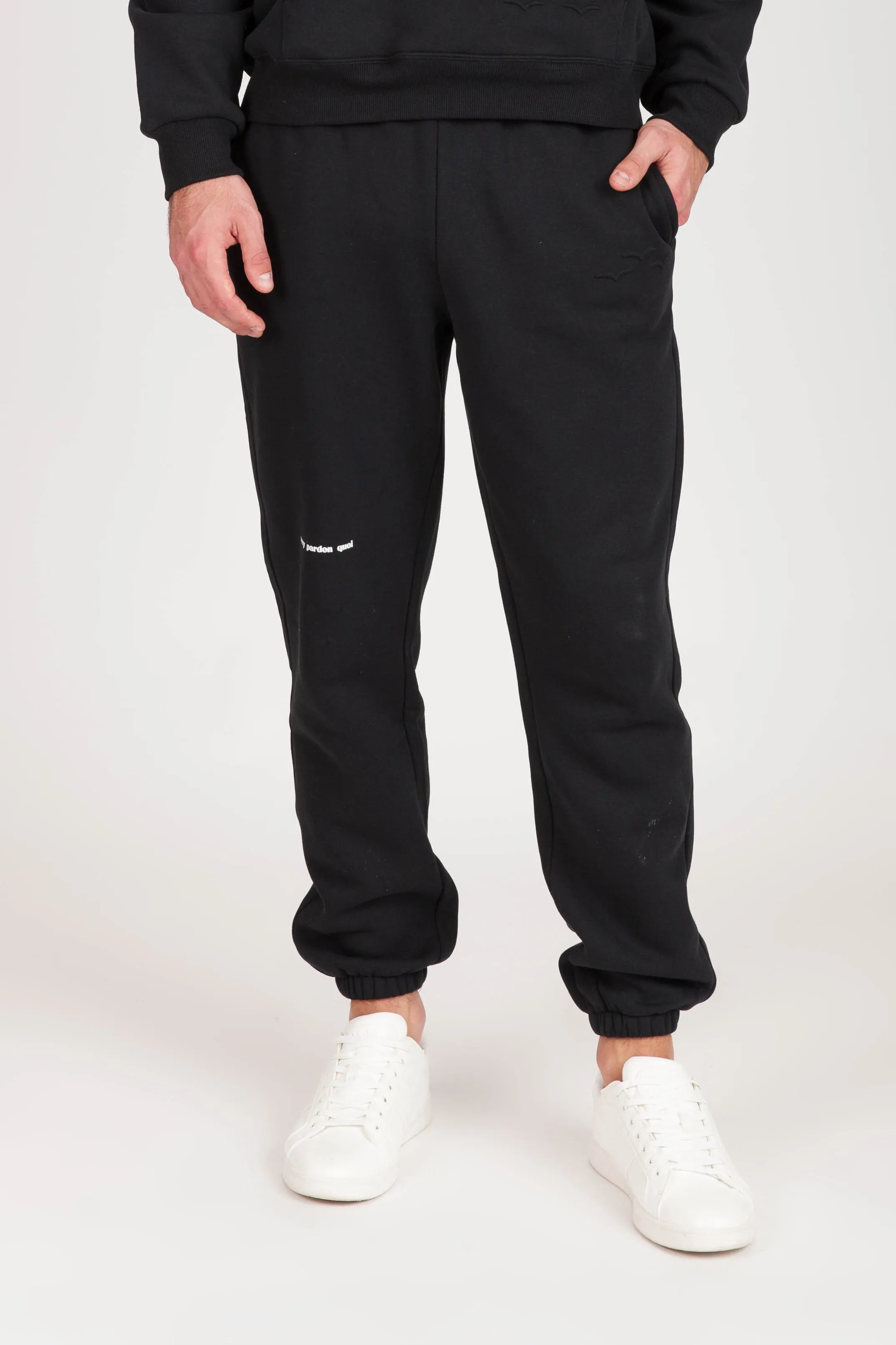"SORRY PARDON QUOI" Men's Joggers in black sold by Lazypants product image thumbnail 3