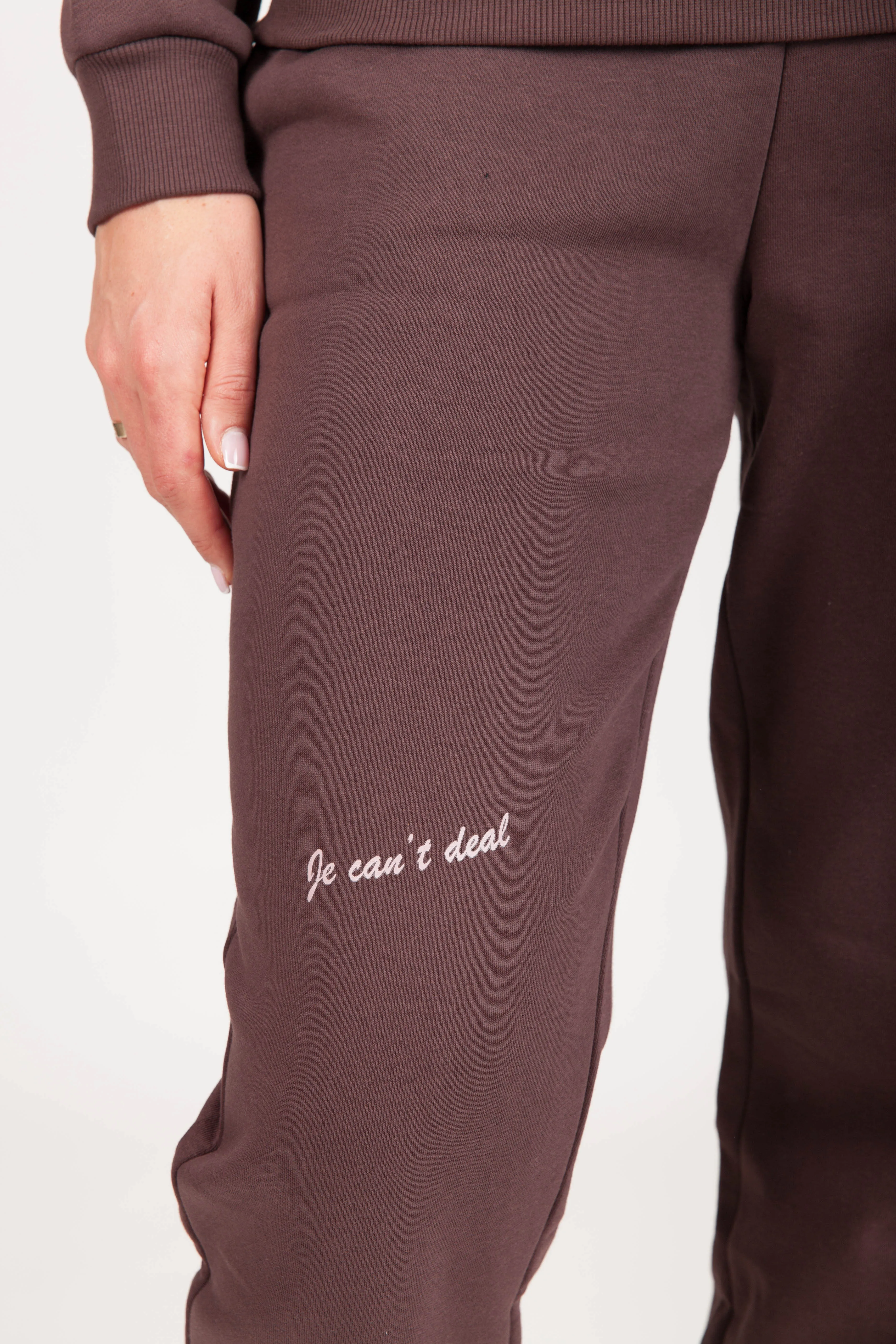 "JE CAN'T DEAL" TRACKSUIT in ESPRESSO sold by Lazypants product image thumbnail 5