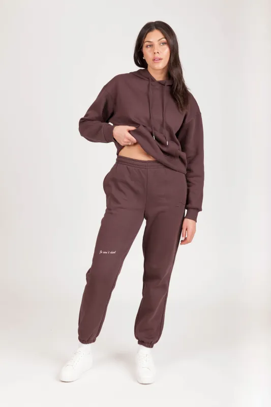 "JE CAN'T DEAL" JOGGERS in ESPRESSO sold by Lazypants