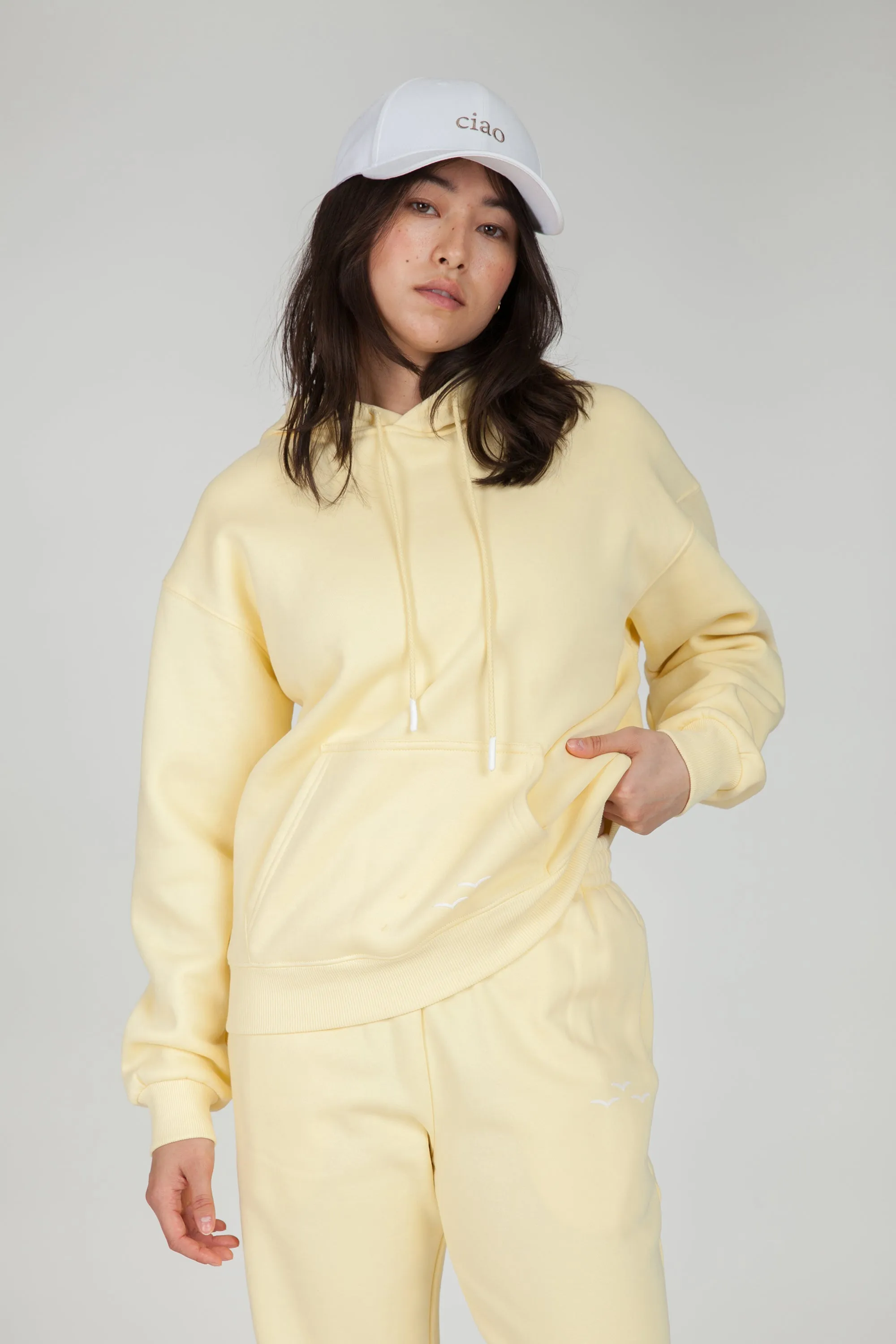 Fleece Oversized Hoodie in vanilla yellow sold by Lazypants