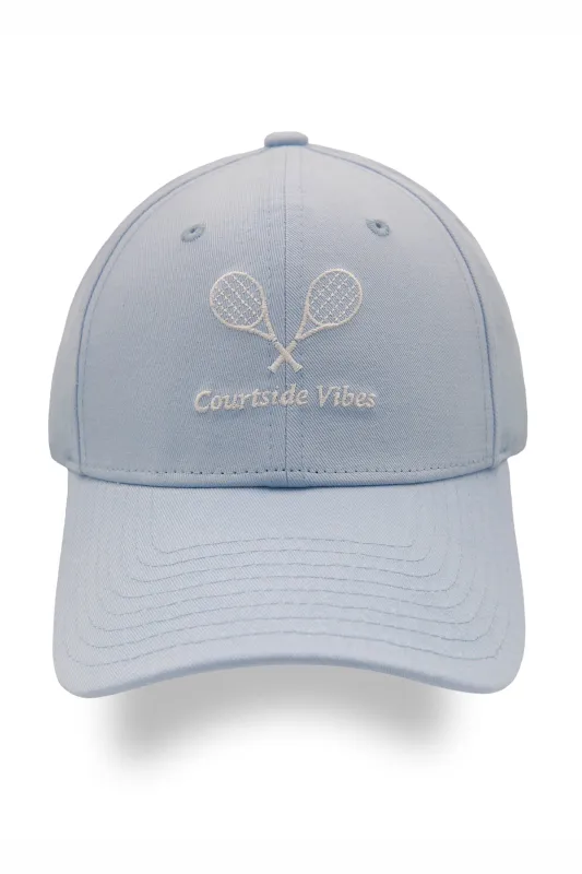 Courtside Vibes Cotton Cap in Ice Blue/White made by Lazypants