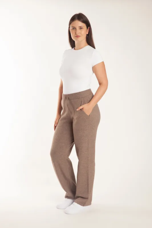 Sweater Knit Straight-Leg Pants in Heather Taupe made by Lazypants