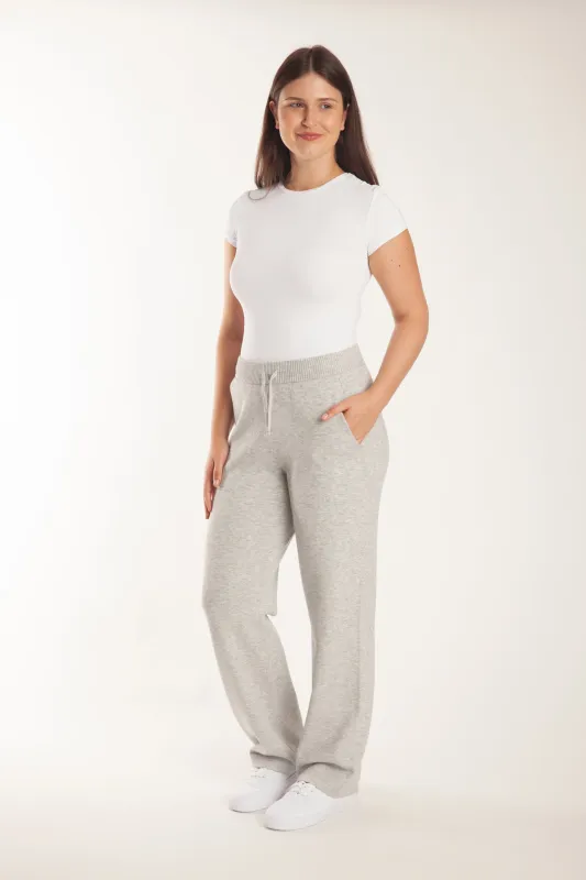 Sweater Knit Straight-Leg Pants in Light Heather Grey made by Lazypants