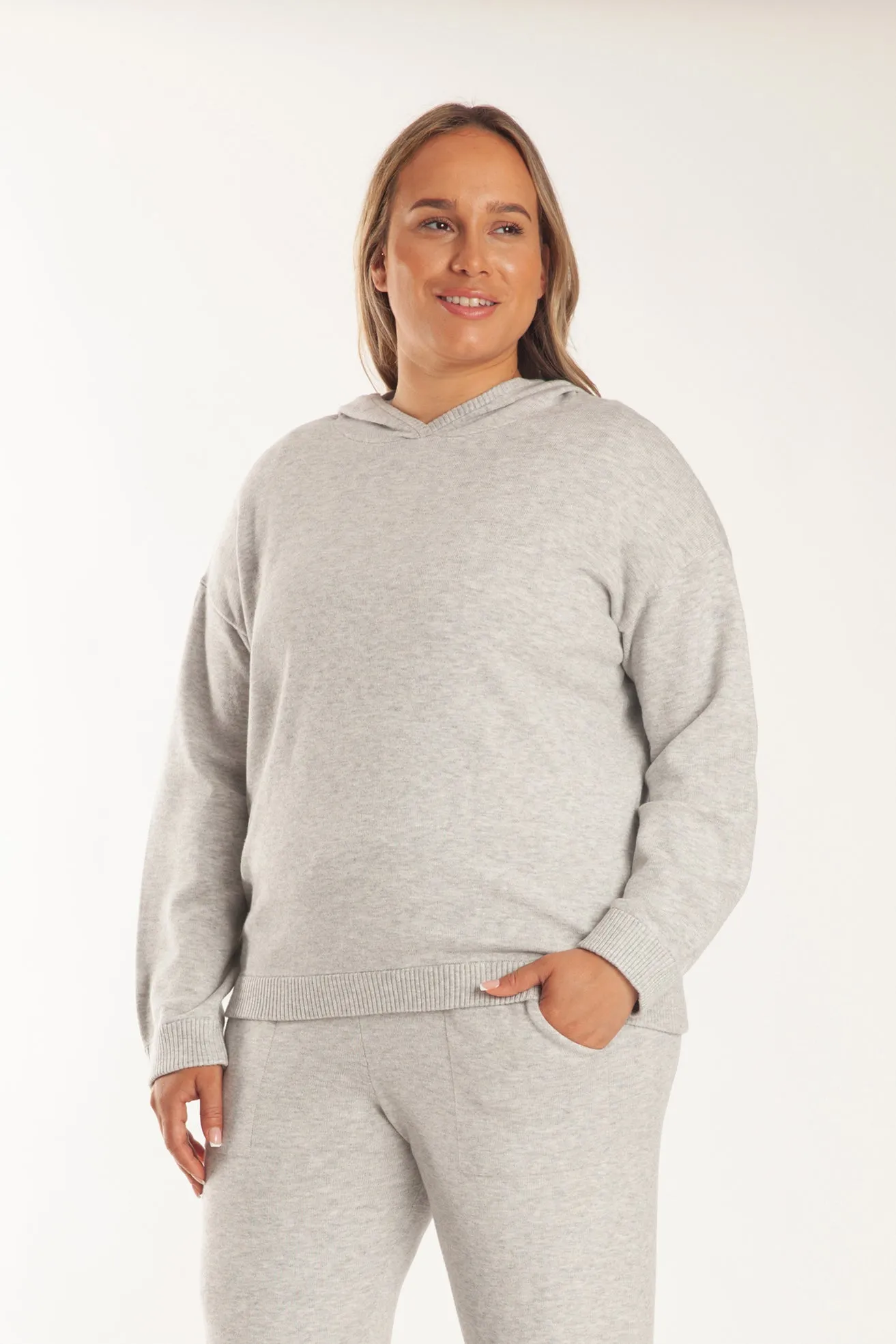 Sweater Knit Hoodie in Light Heather Grey sold by Lazypants product image thumbnail 5