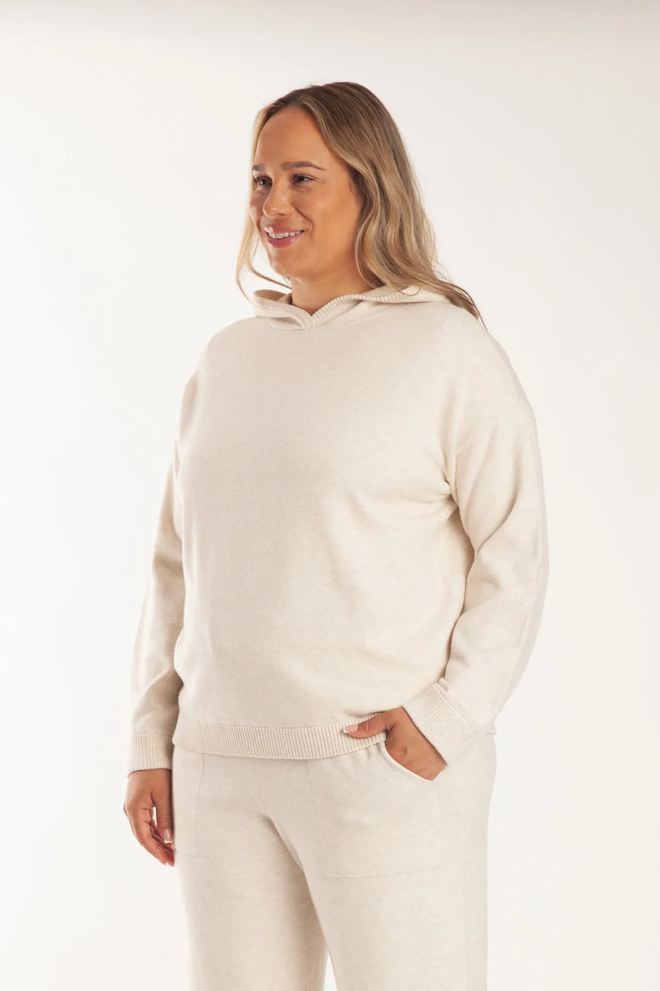Sweater Knit Hoodie in Heather Beige sold by Lazypants product image thumbnail 5