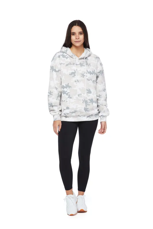 Fleece Oversized Hoodie in White Camo made by Lazypants