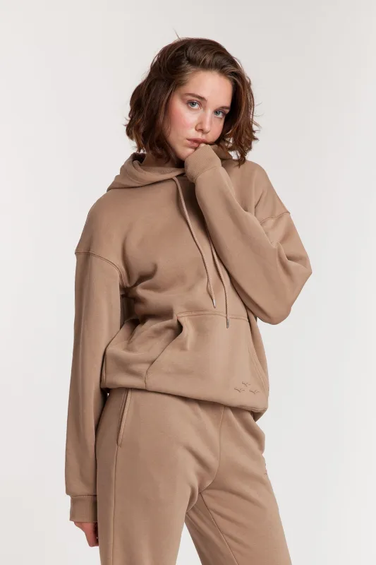 Fleece Oversized Hoodie in Camel made by Lazypants