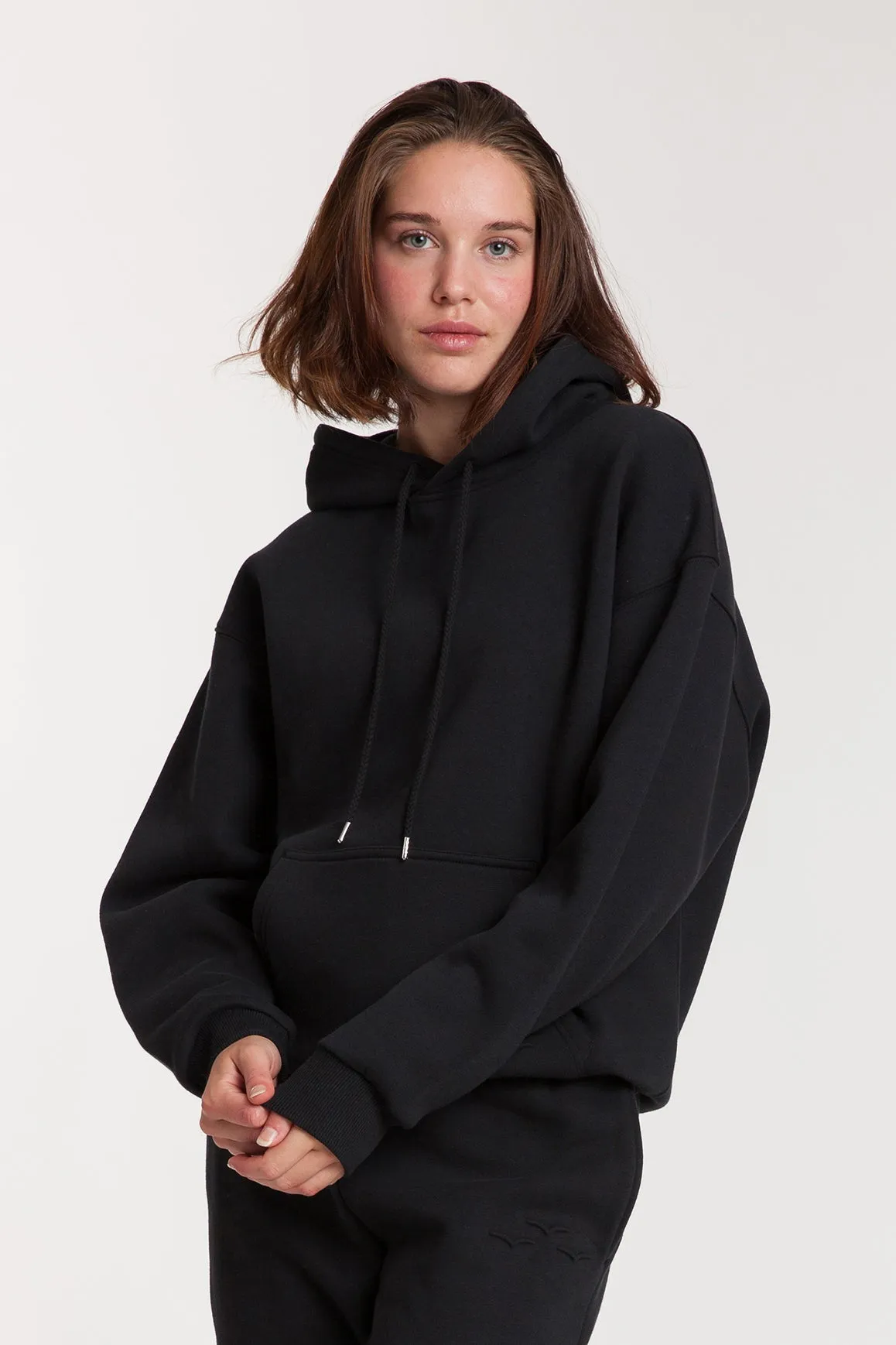 Fleece Oversized Hoodie in Black sold by Lazypants