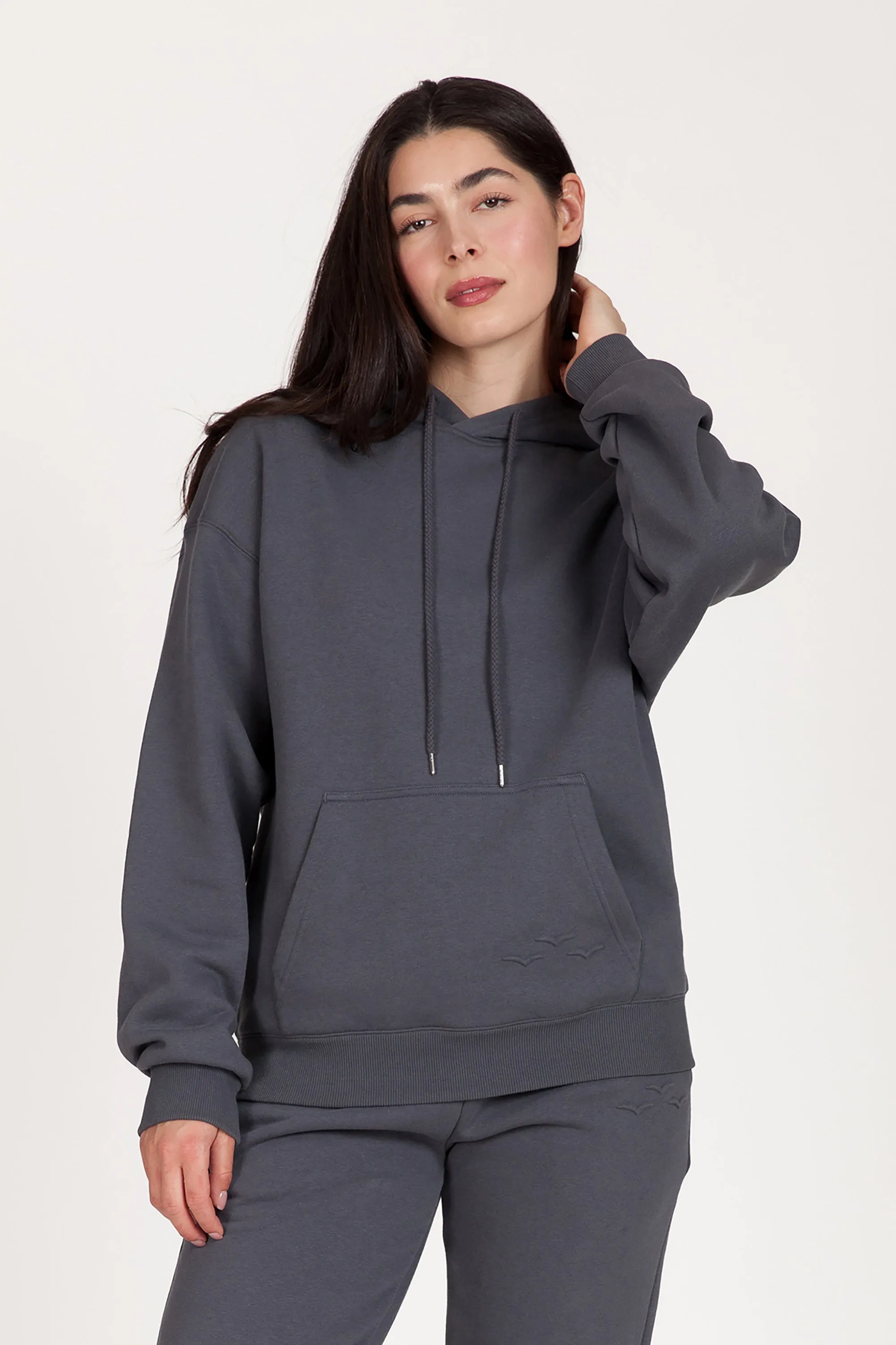 Fleece Oversized Hoodie in Navy Wash sold by Lazypants