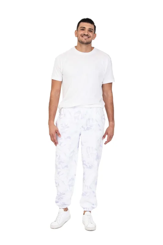 Men's Fleece Regular Fit Sweatpants in Lavender Floral Print made by Lazypants