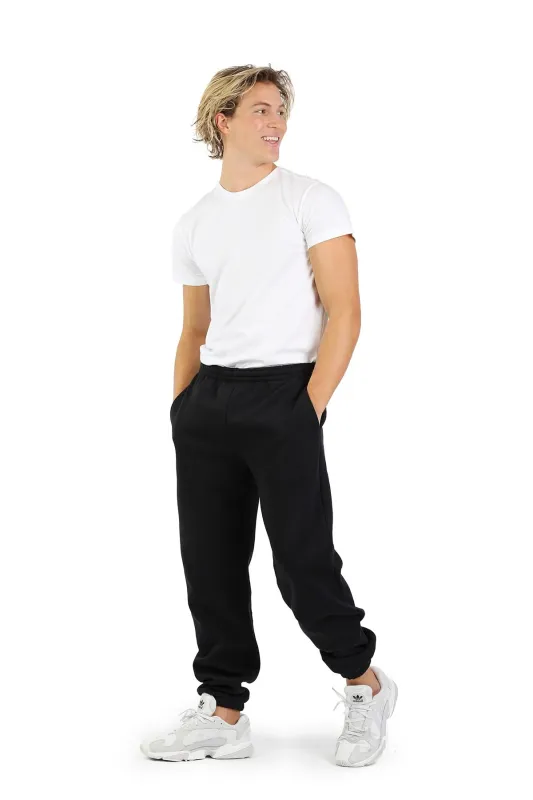Men's Fleece Regular Fit Sweatpants in Black made by Lazypants